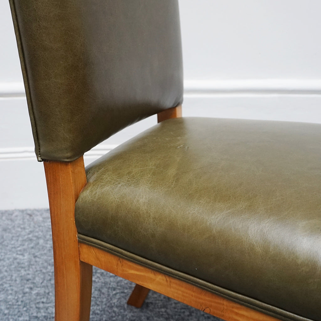 Vintage Art Deco Ten Seater Waring & Gillow Satinwood and Green Leather Dining Suite - Art Deco Dining Table and Ten Chairs - Jeroen Markies Art Deco