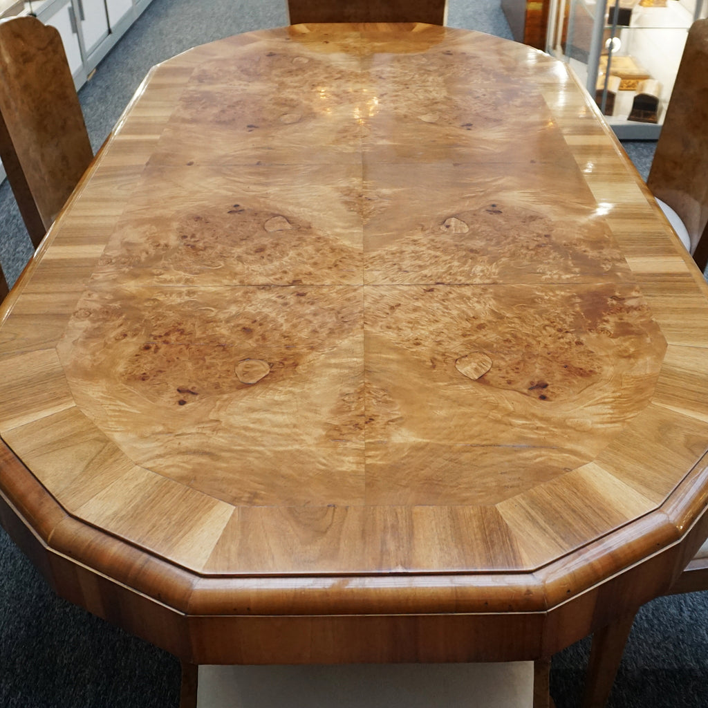Art Deco Burr Walnut 6 Seater Dining Suite - Jeroen Markies Art Deco