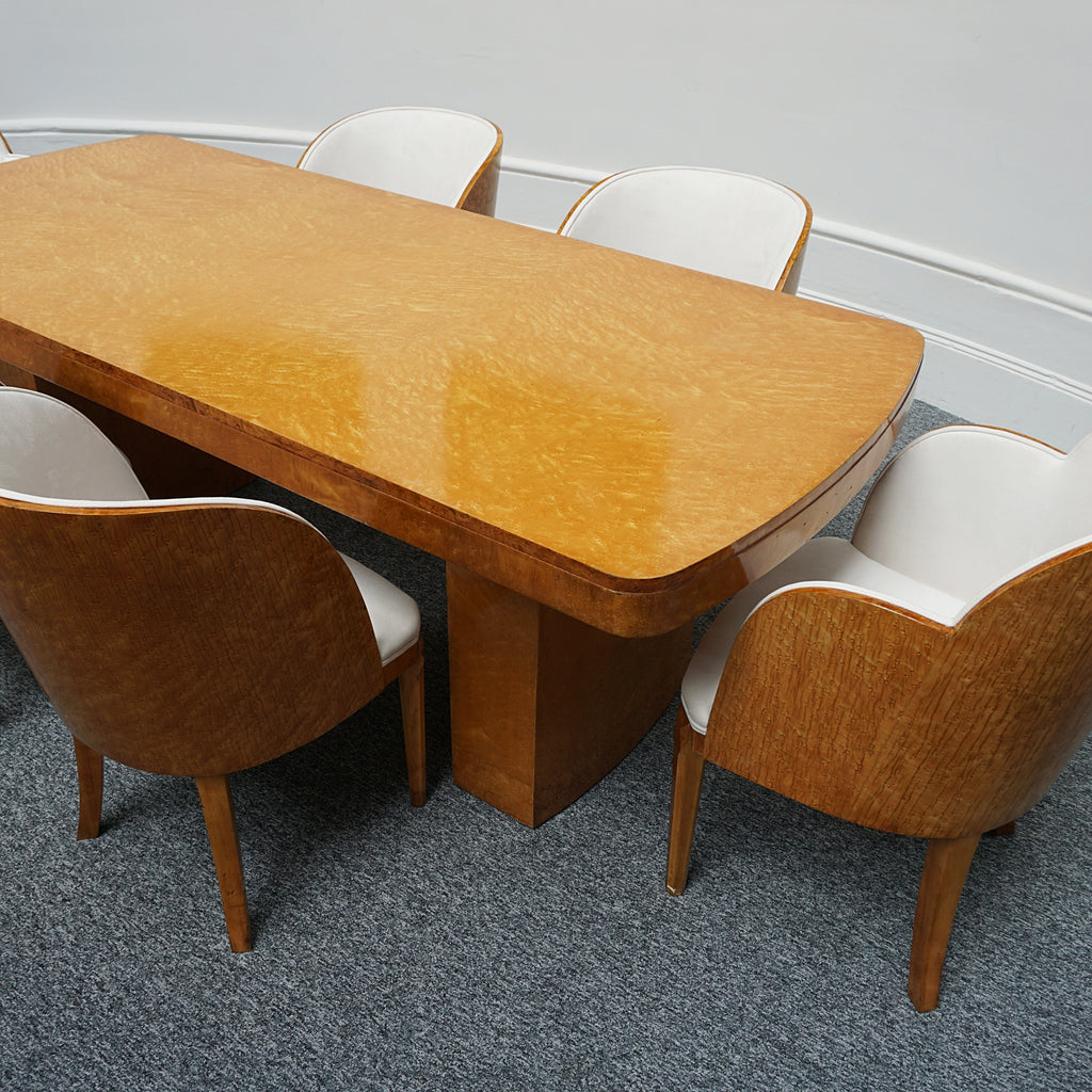 Vintage Birdseye Maple Harry & Lou Epstein Art Deco Six Seater Dining Suite - Jeroen Markies Art Deco 