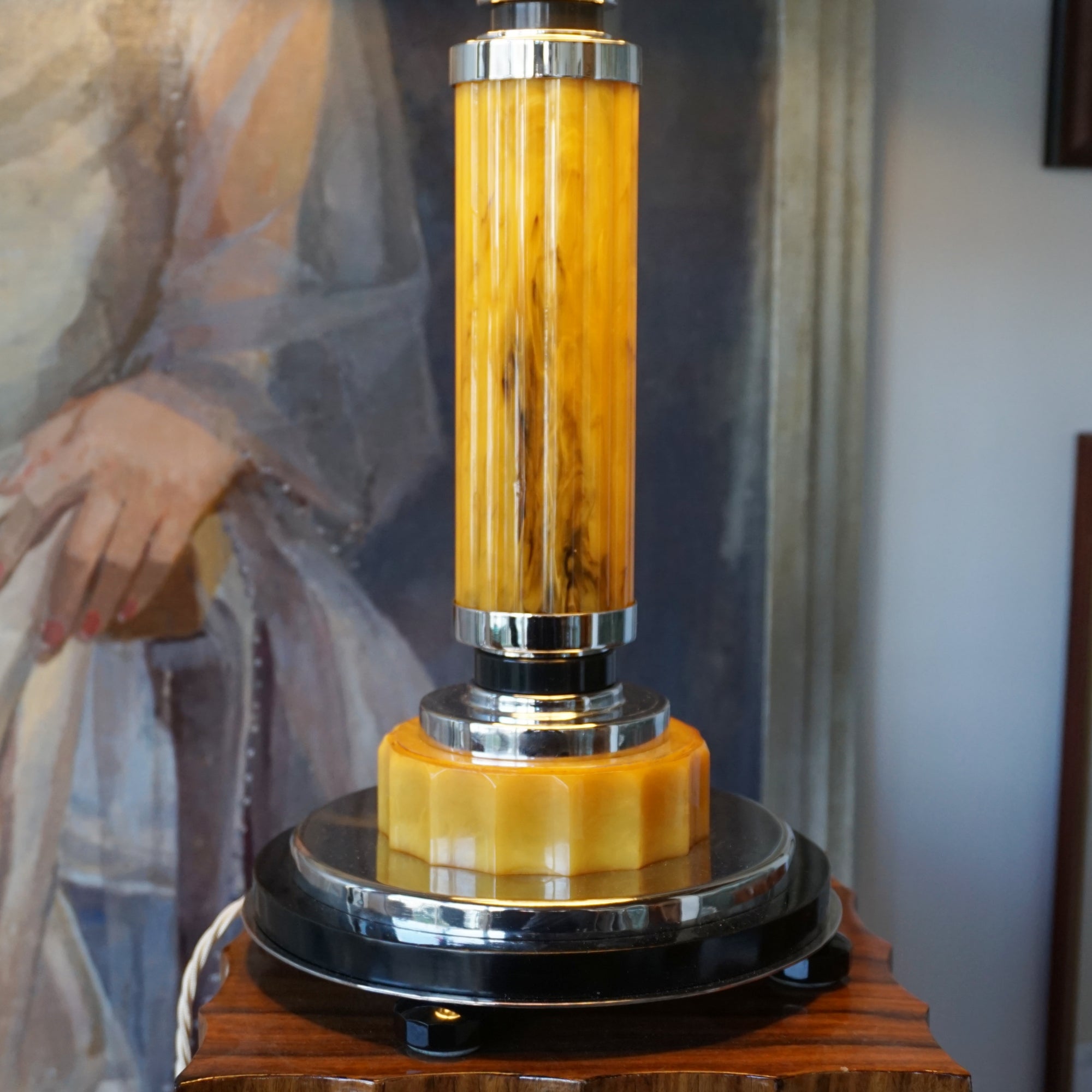 Stunning Orange Marbled Bakelite Art Deco Lamp - Jeroen Markies Art Deco