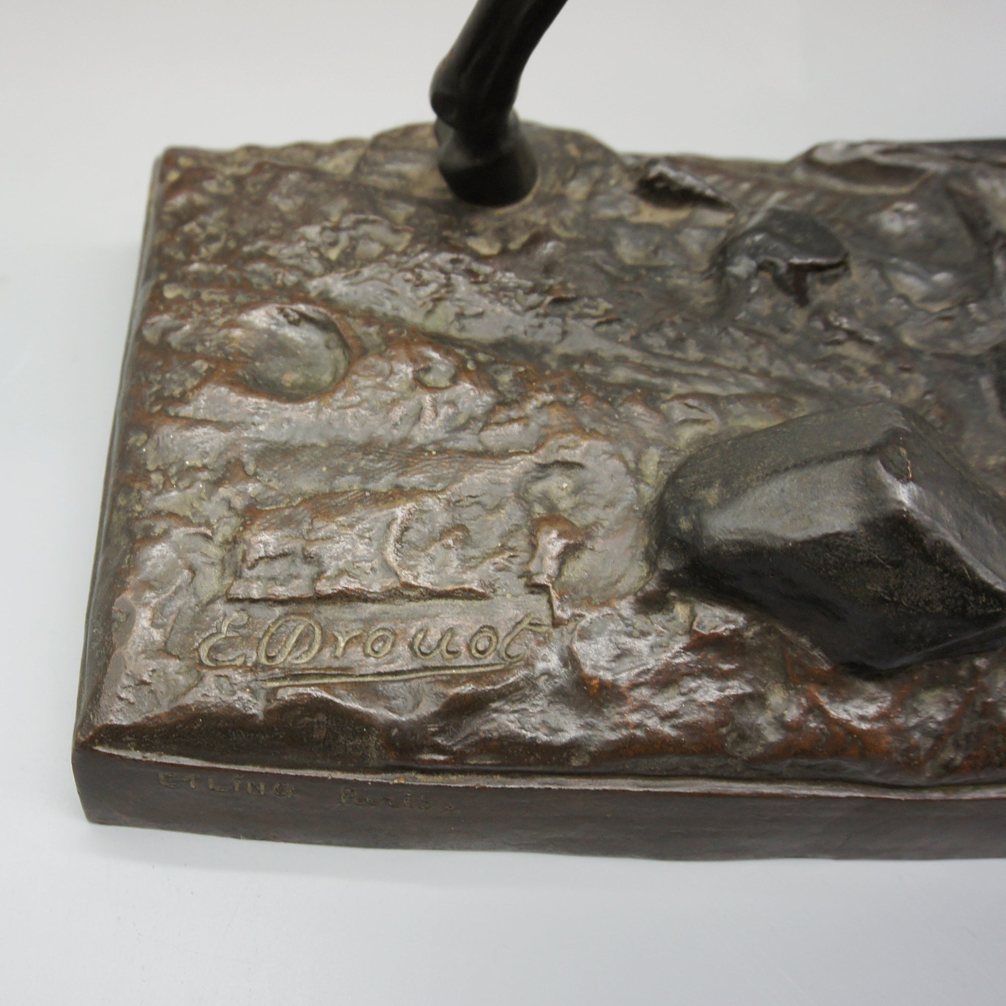 Patinated Bronze Sculpture by Edouard Drouot Depicting a Native American on Horseback - Markies Antiques Ltd