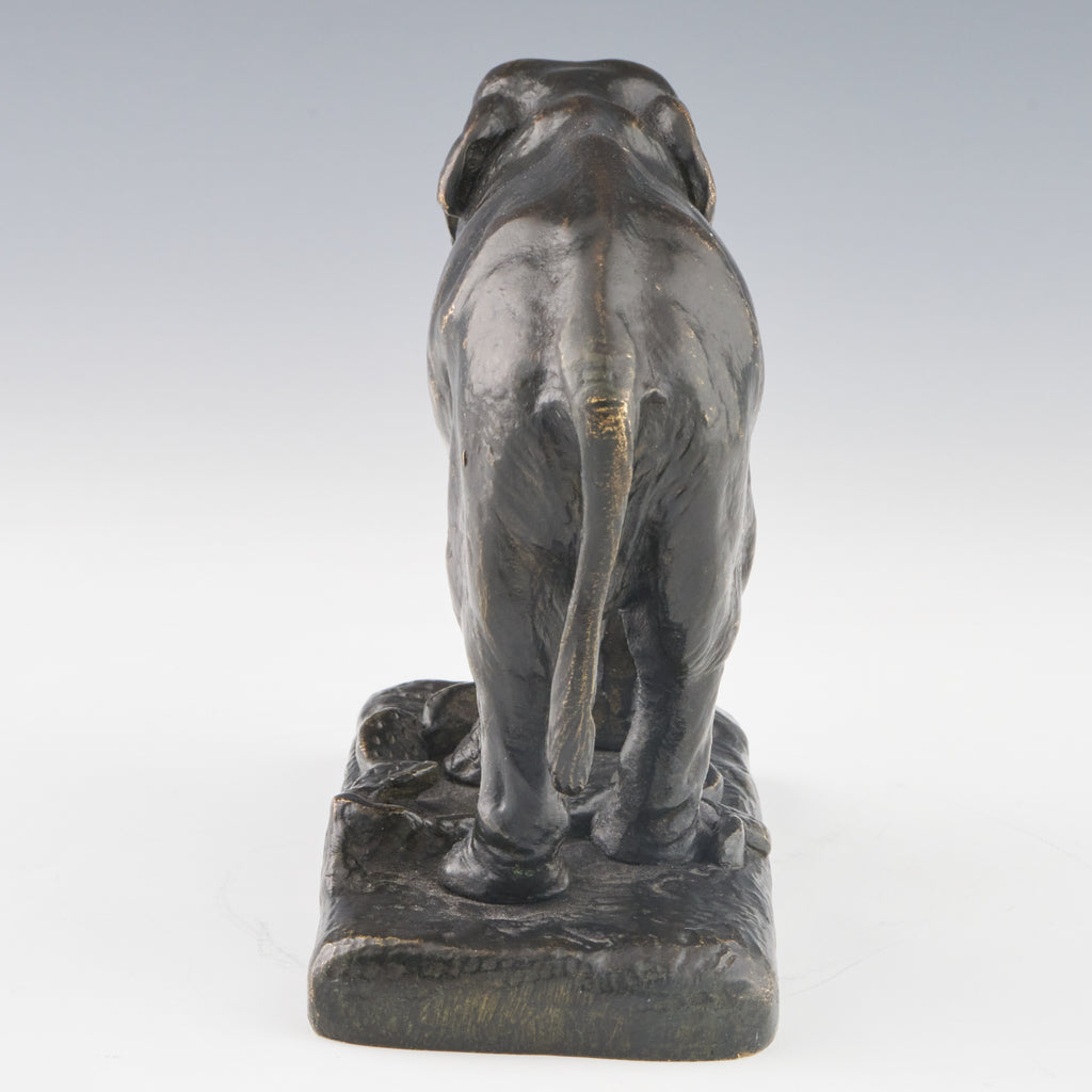 A Barye Mid-19th Century Original Bronze Sculpture of a Asian Elephant with Raised Trunk - Jeroen Markies Art Deco