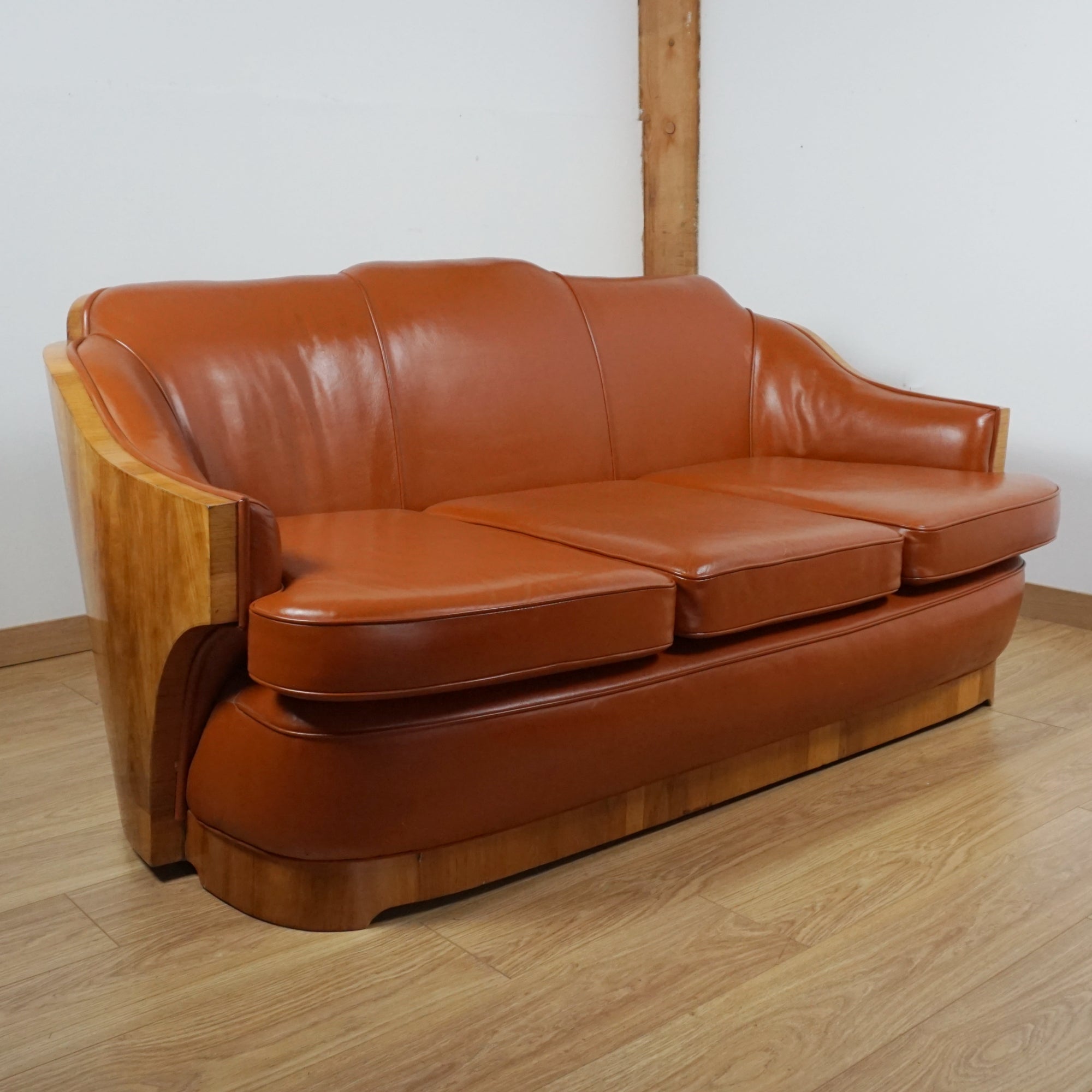 Art Deco Burr Walnut Wraparound Sofa - Markies Antiques Ltd