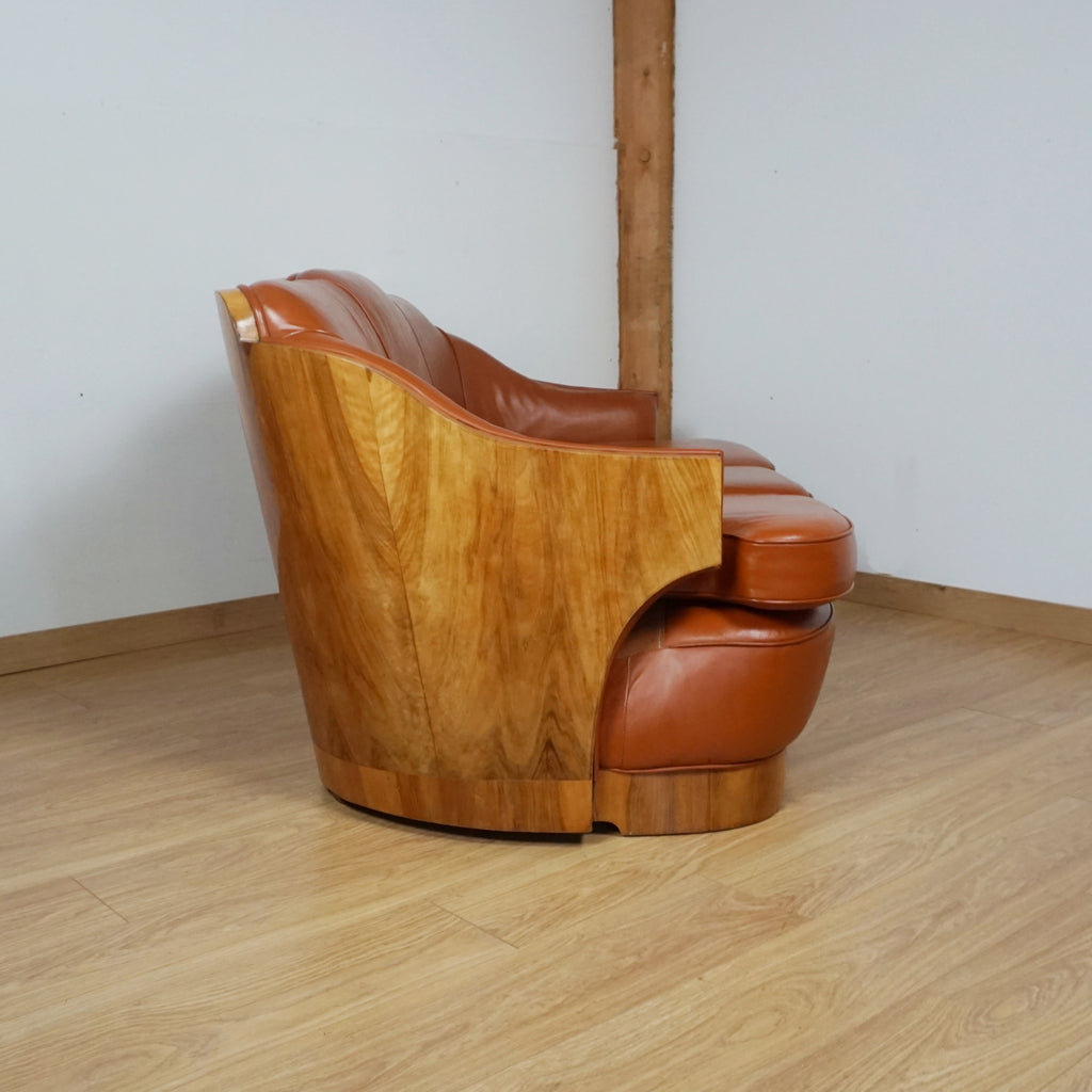 Art Deco Burr Walnut Wraparound Sofa - Markies Antiques Ltd