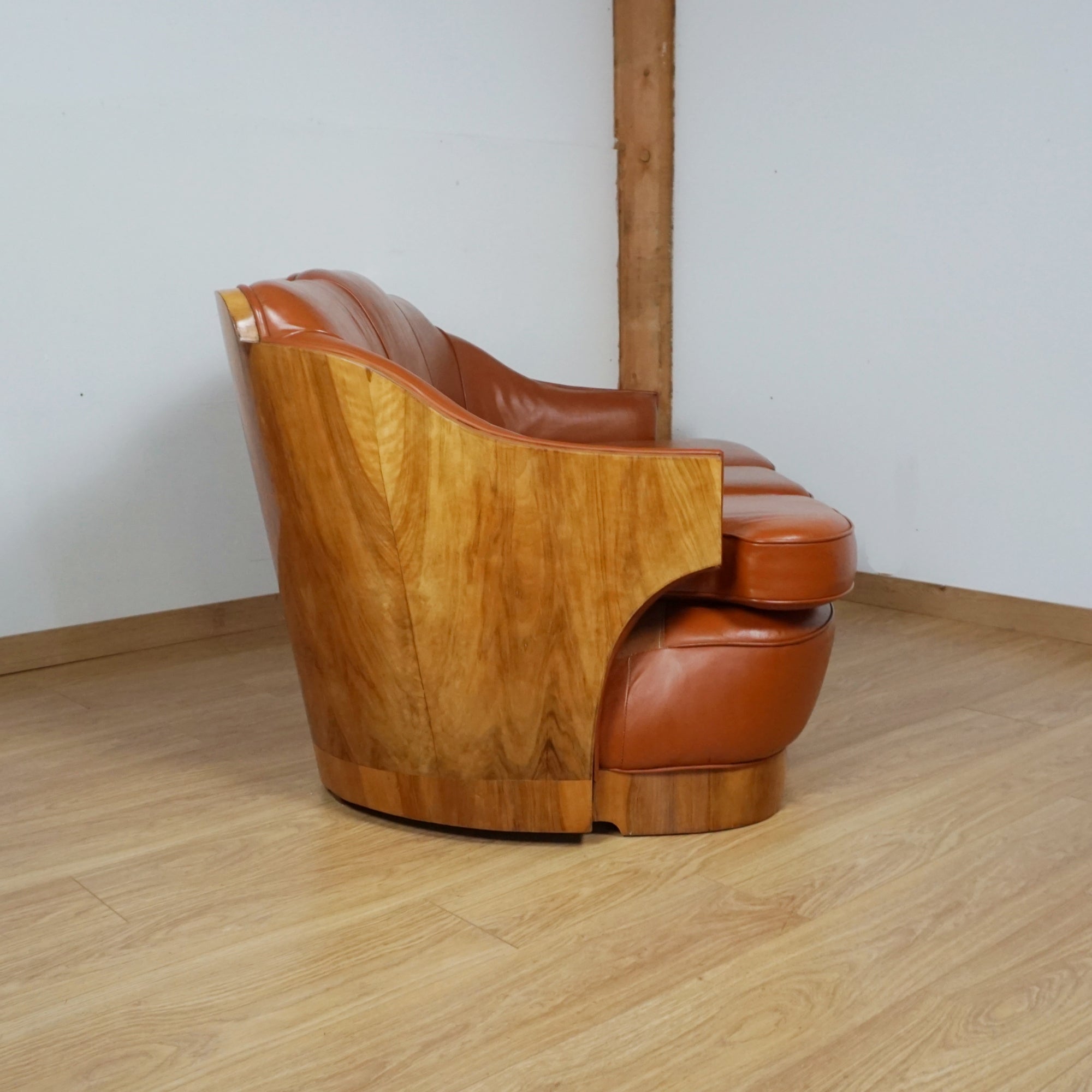 Art Deco Burr Walnut Wraparound Sofa - Markies Antiques Ltd