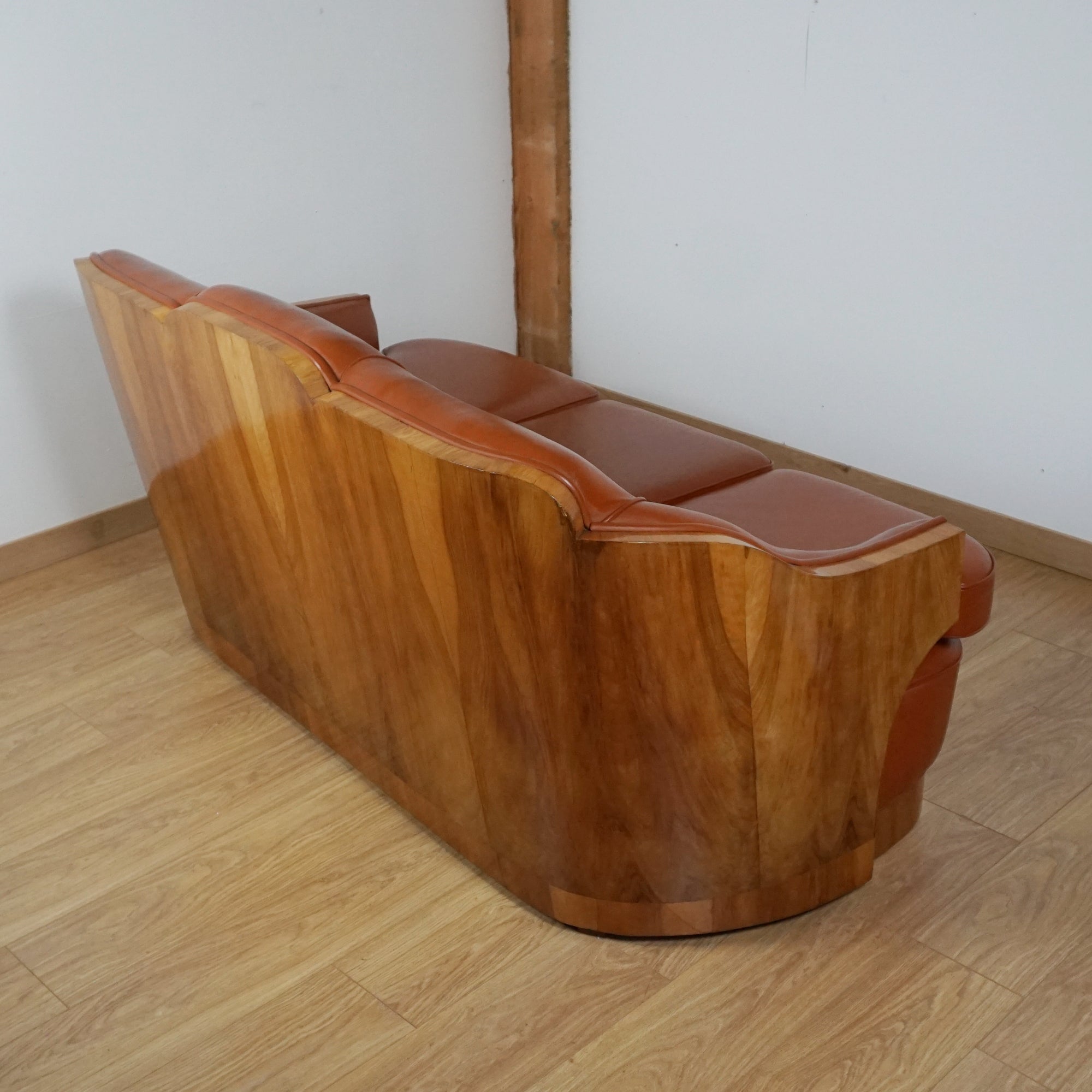 Art Deco Burr Walnut Wraparound Sofa - Markies Antiques Ltd