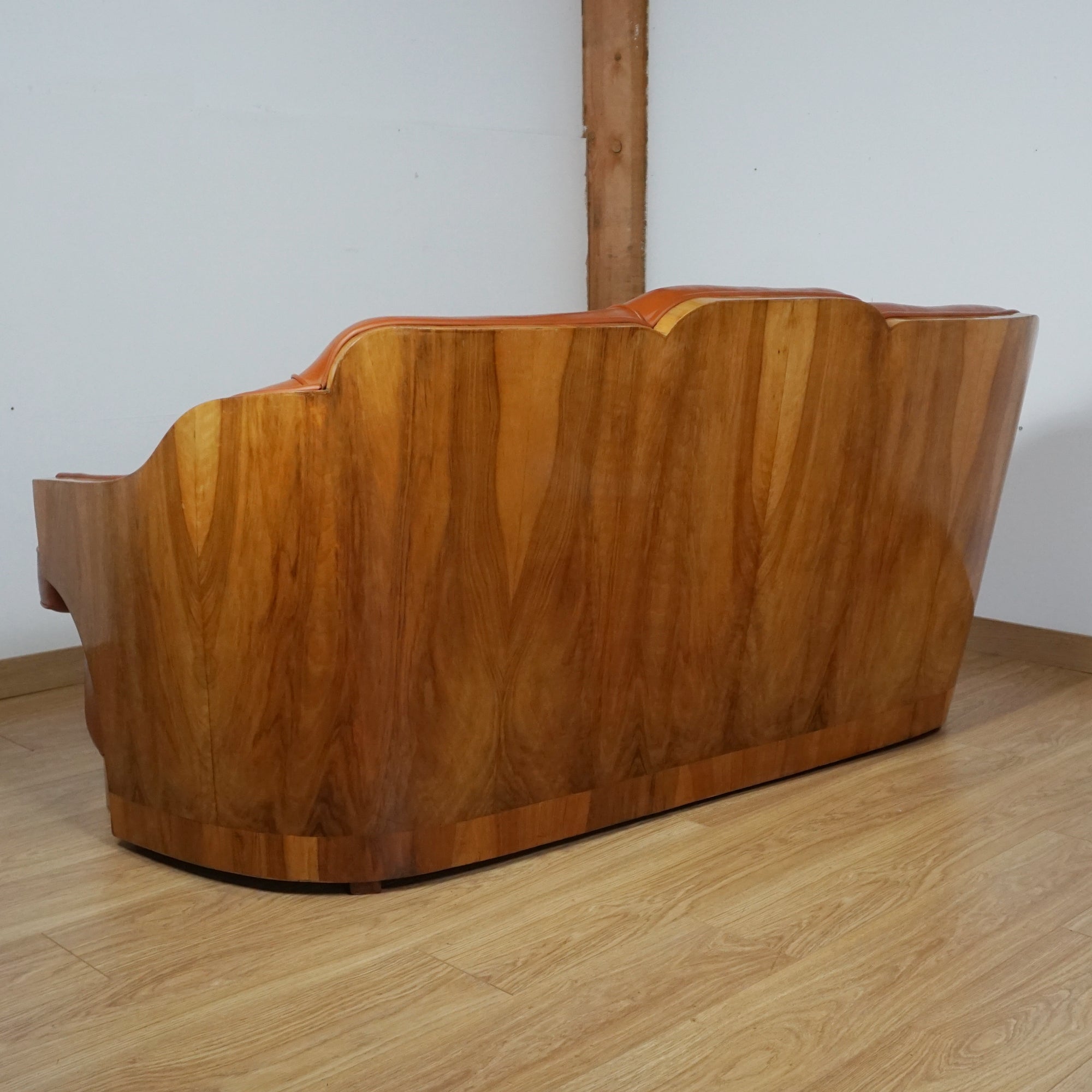 Art Deco Burr Walnut Wraparound Sofa - Markies Antiques Ltd