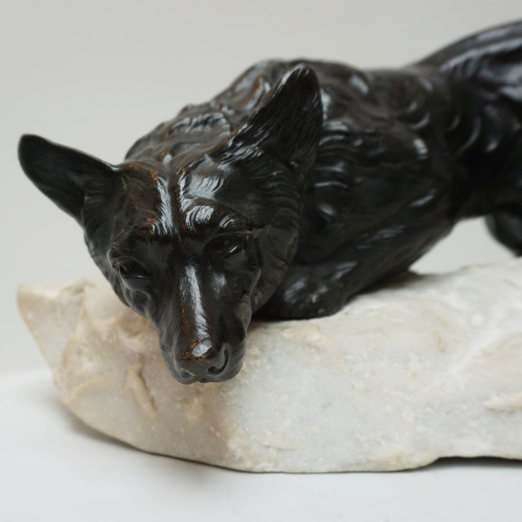Bronze sculpture of a fox by Bartelier - Jeroen Markies Art Deco