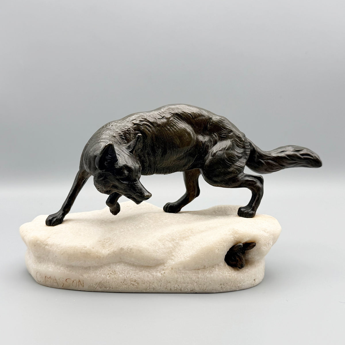 Fox and Rabbit Bronze and Marble Sculpture by Clovis Masson French Sculpture | Markies Antiques Ltd