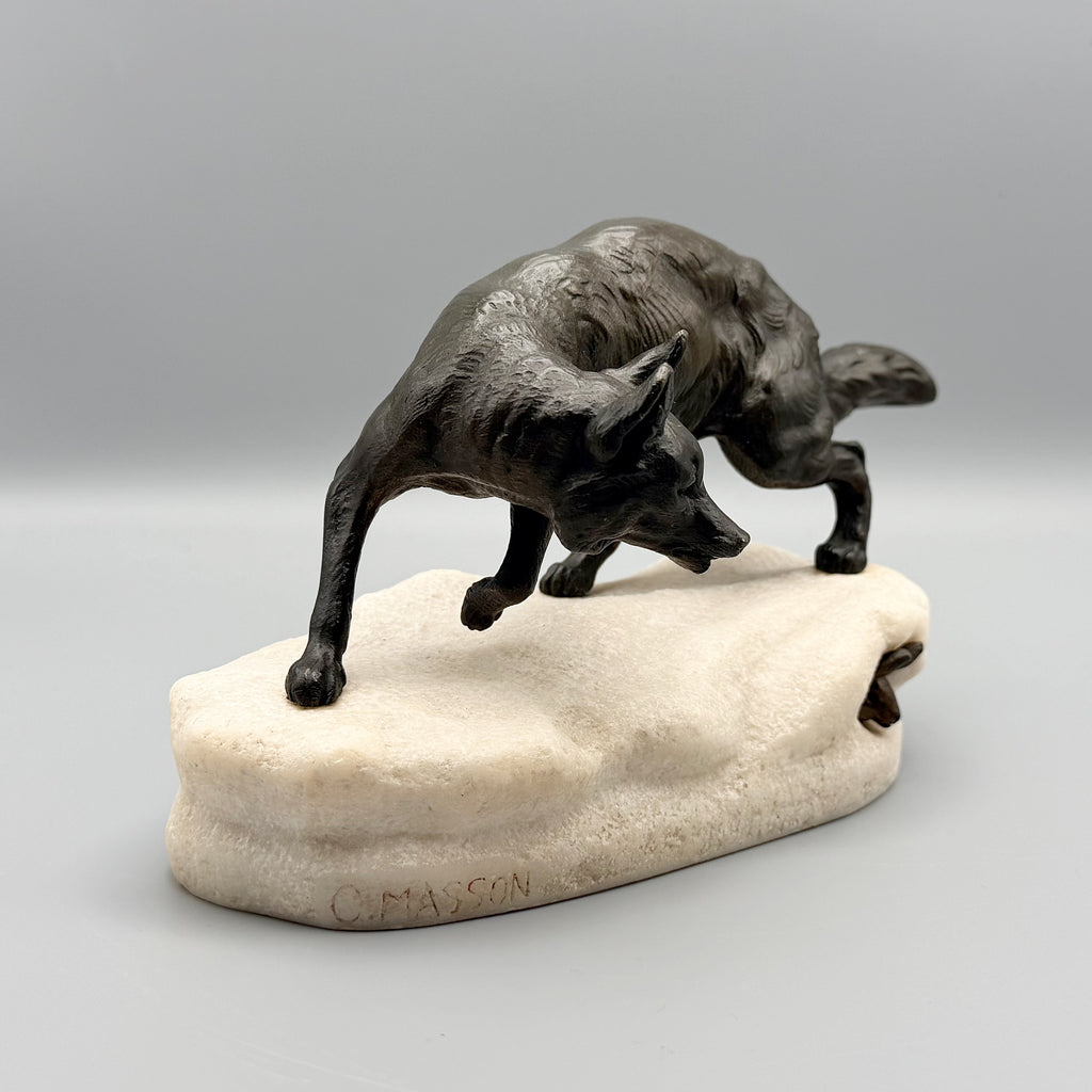 Fox and Rabbit Bronze and Marble Sculpture by Clovis Masson French Sculpture | Markies Antiques Ltd