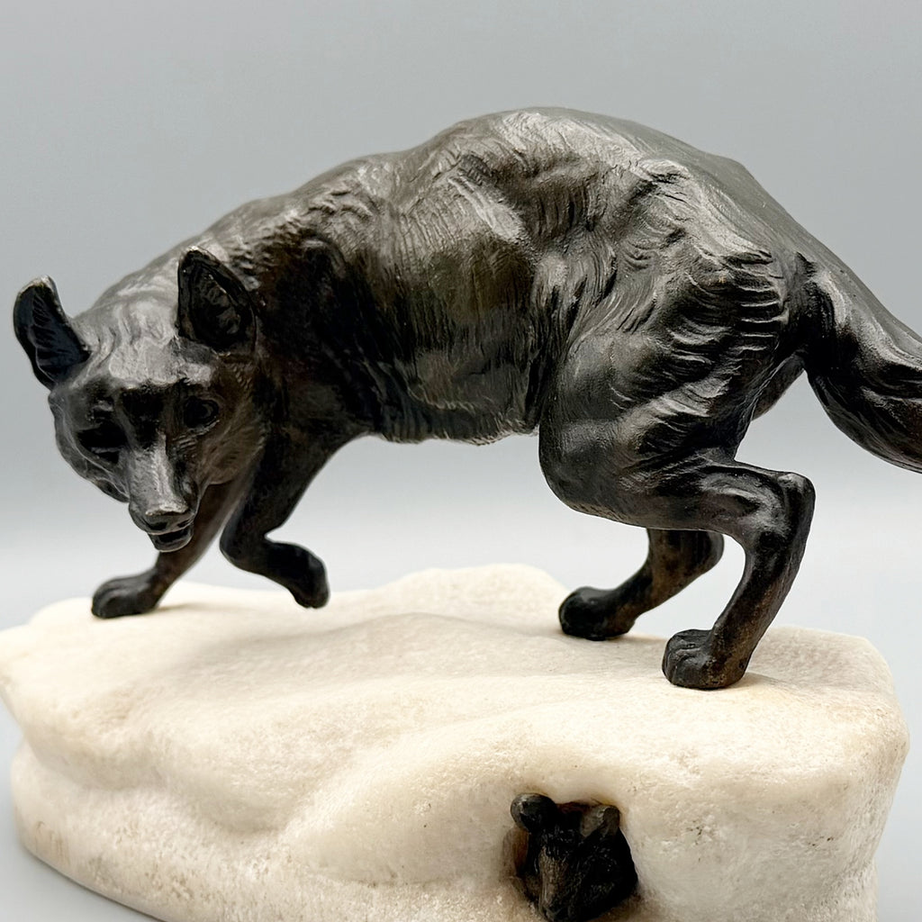 Fox and Rabbit Bronze and Marble Sculpture by Clovis Masson French Sculpture | Markies Antiques Ltd