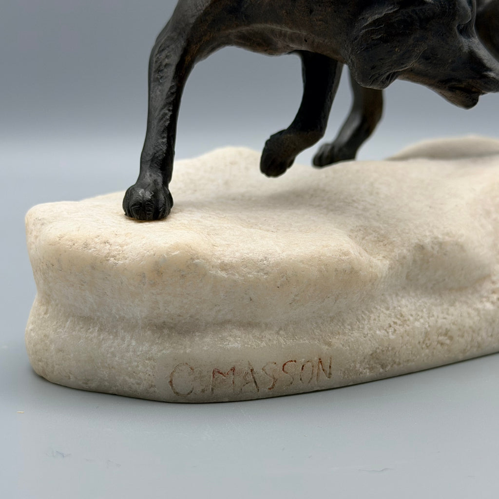 Fox and Rabbit Bronze and Marble Sculpture by Clovis Masson French Sculpture | Markies Antiques Ltd