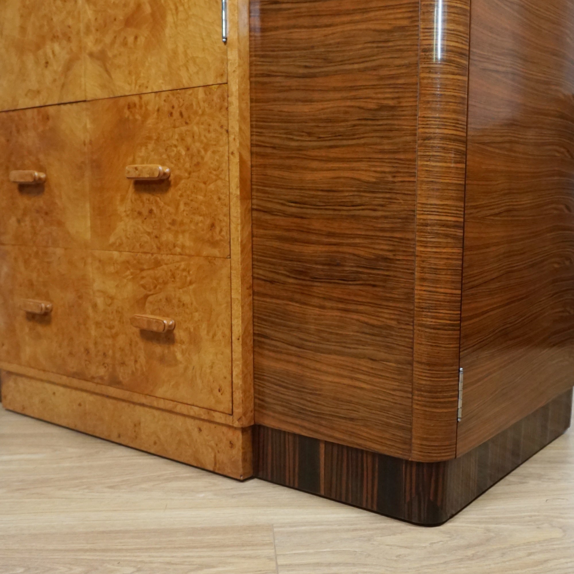 Stunning Walnut and Macassar Ebony Gentlemen's Wardrobe - Original Art Deco Cabinets - Jeroen Markies Art Deco