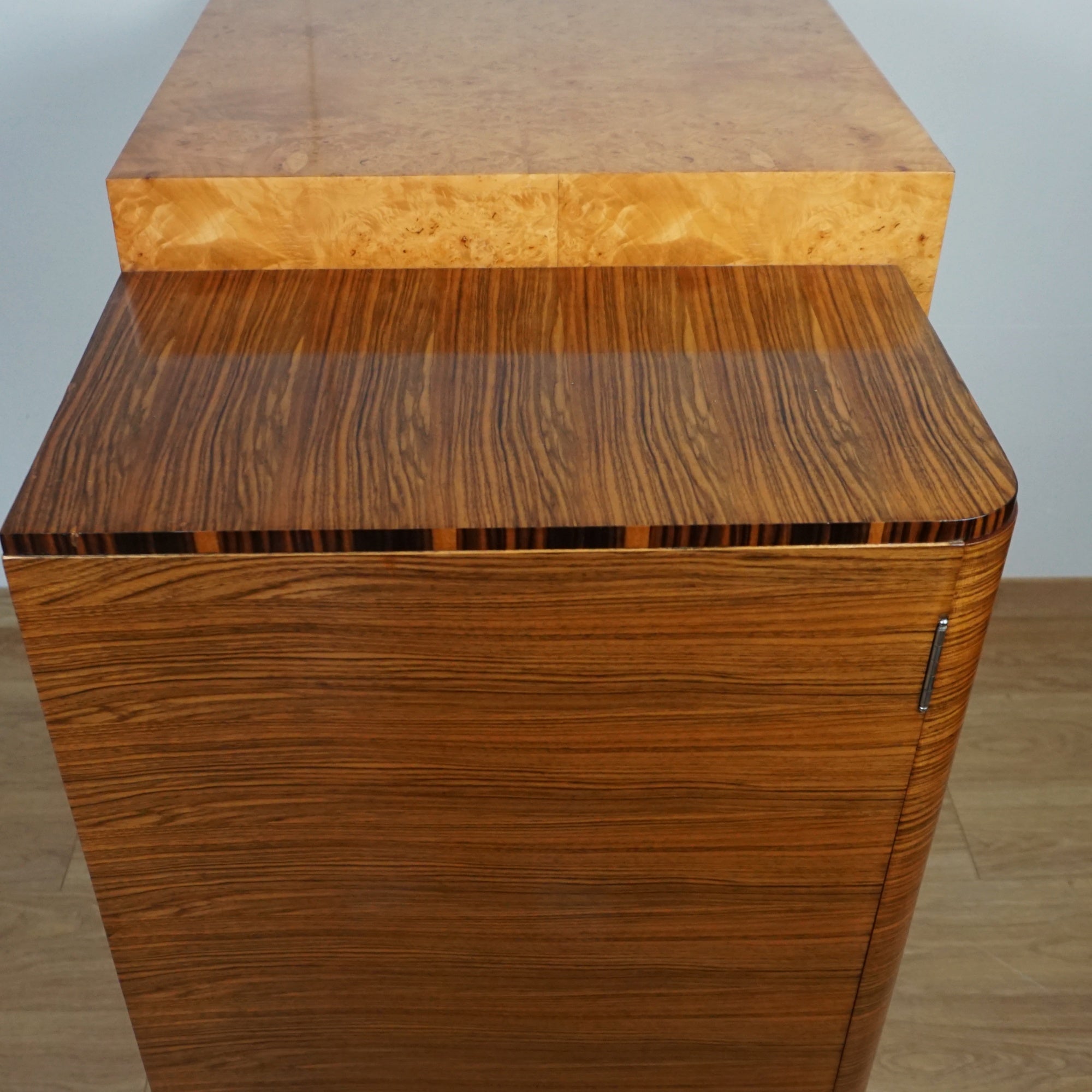 Stunning Walnut and Macassar Ebony Gentlemen's Wardrobe - Original Art Deco Cabinets - Jeroen Markies Art Deco