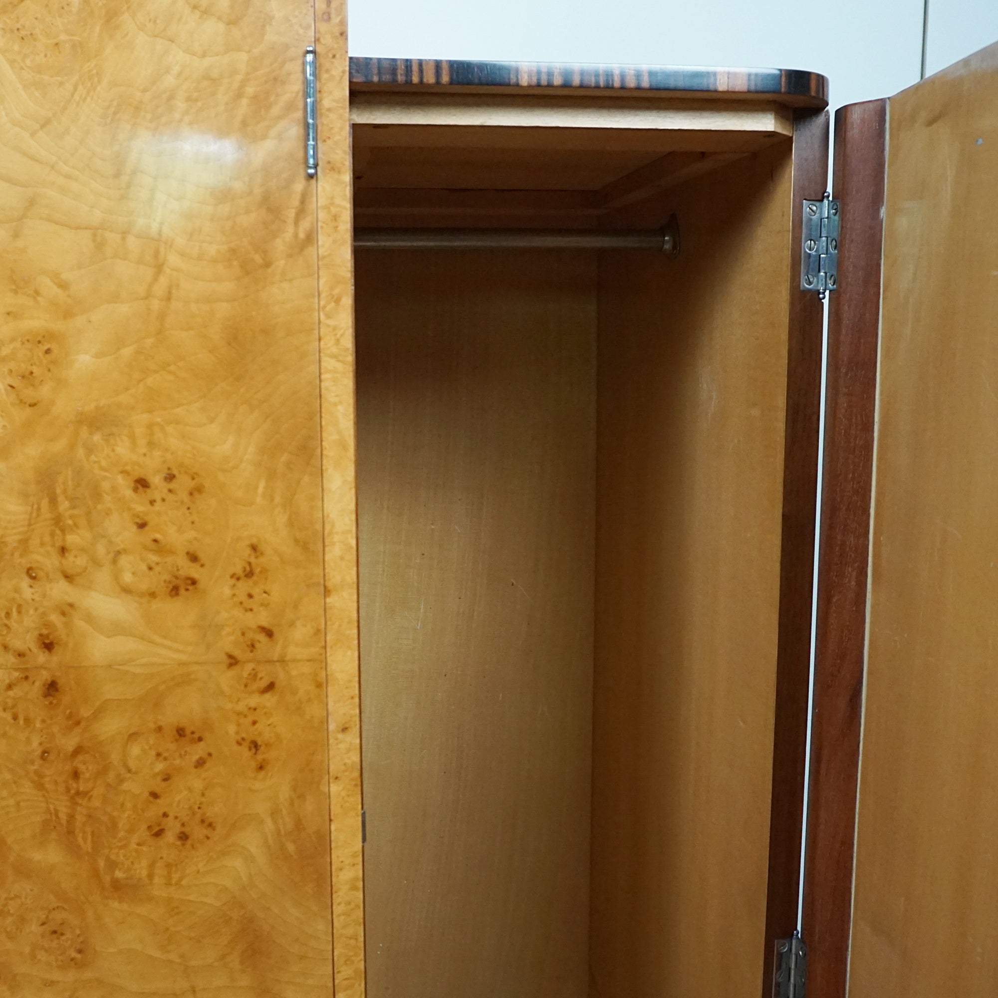 Stunning Walnut and Macassar Ebony Gentlemen's Wardrobe - Original Art Deco Cabinets - Jeroen Markies Art Deco