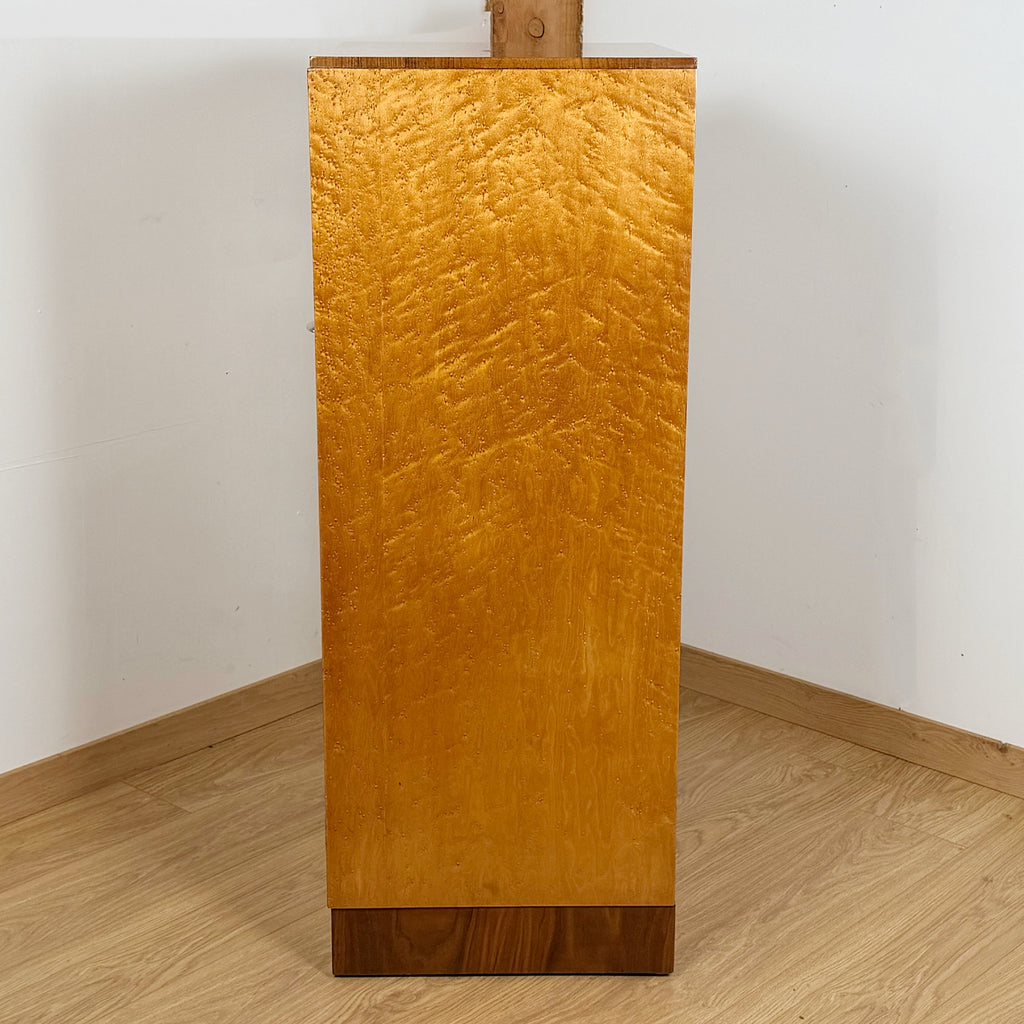 An Art Deco Gentlemen's Wardrobe - Birdseye Maple Small Bedroom Cabinet - Original Art Deco Furniture - Markies Antiques ltd