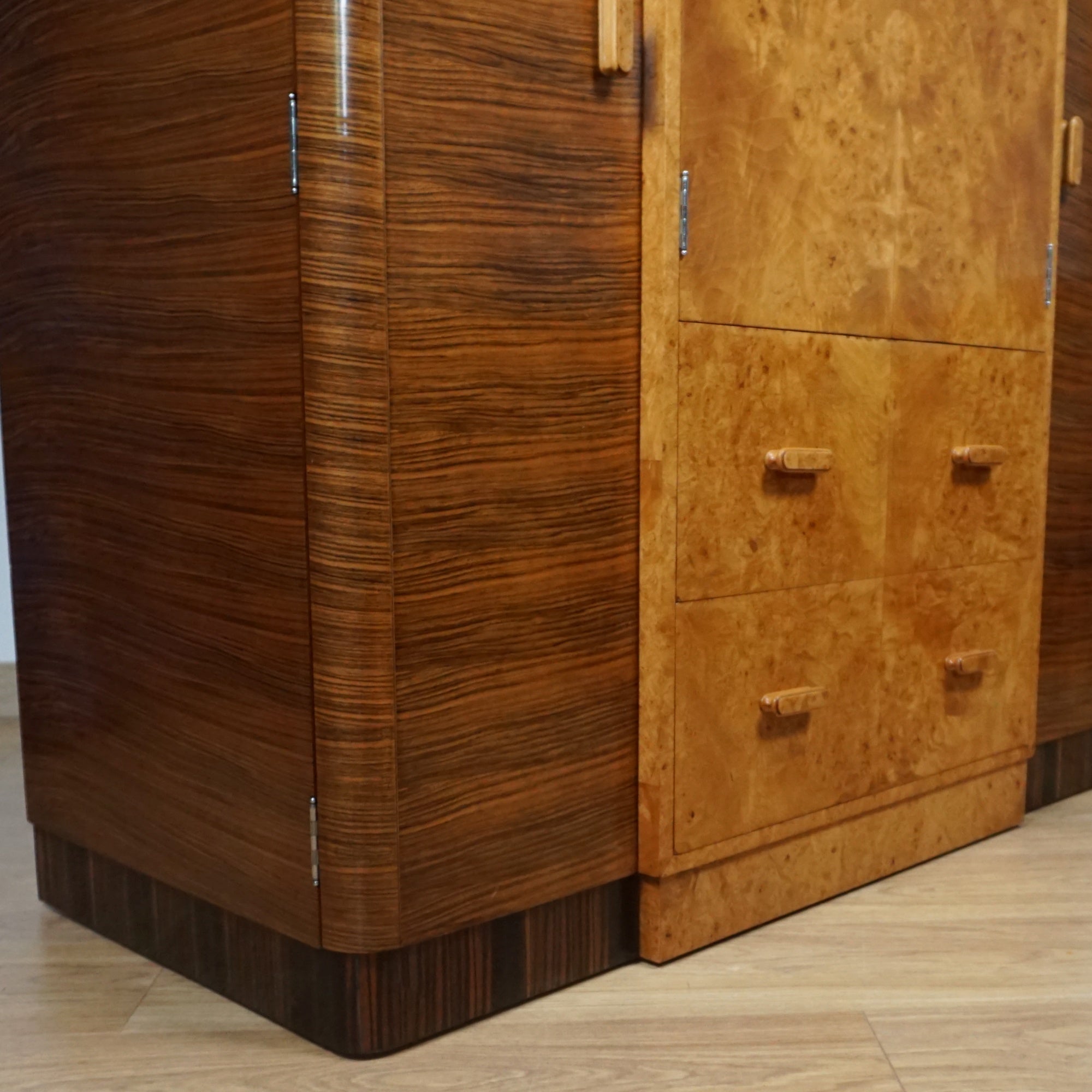 Stunning Walnut and Macassar Ebony Gentlemen's Wardrobe - Original Art Deco Cabinets - Jeroen Markies Art Deco