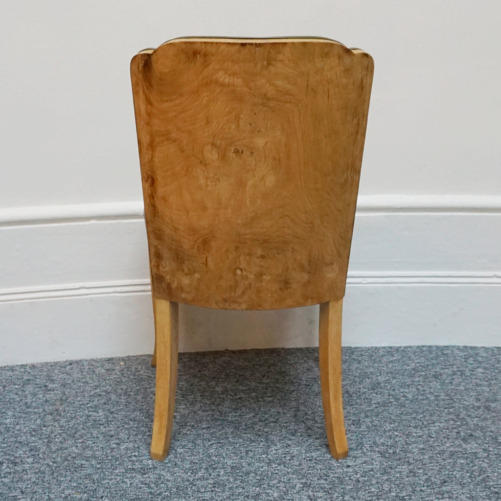 Hille Art Deco Side Chairs, Walnut veneers, 1930 Desk Chairs Bedroom Chairs. Green Leather - Jeroen Markies Art Deco