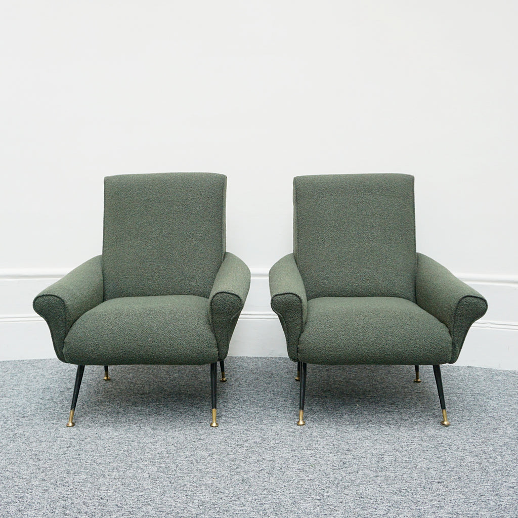 Pair of Lounge Chairs in Green Bouclé - Jeroen Markies Art Deco