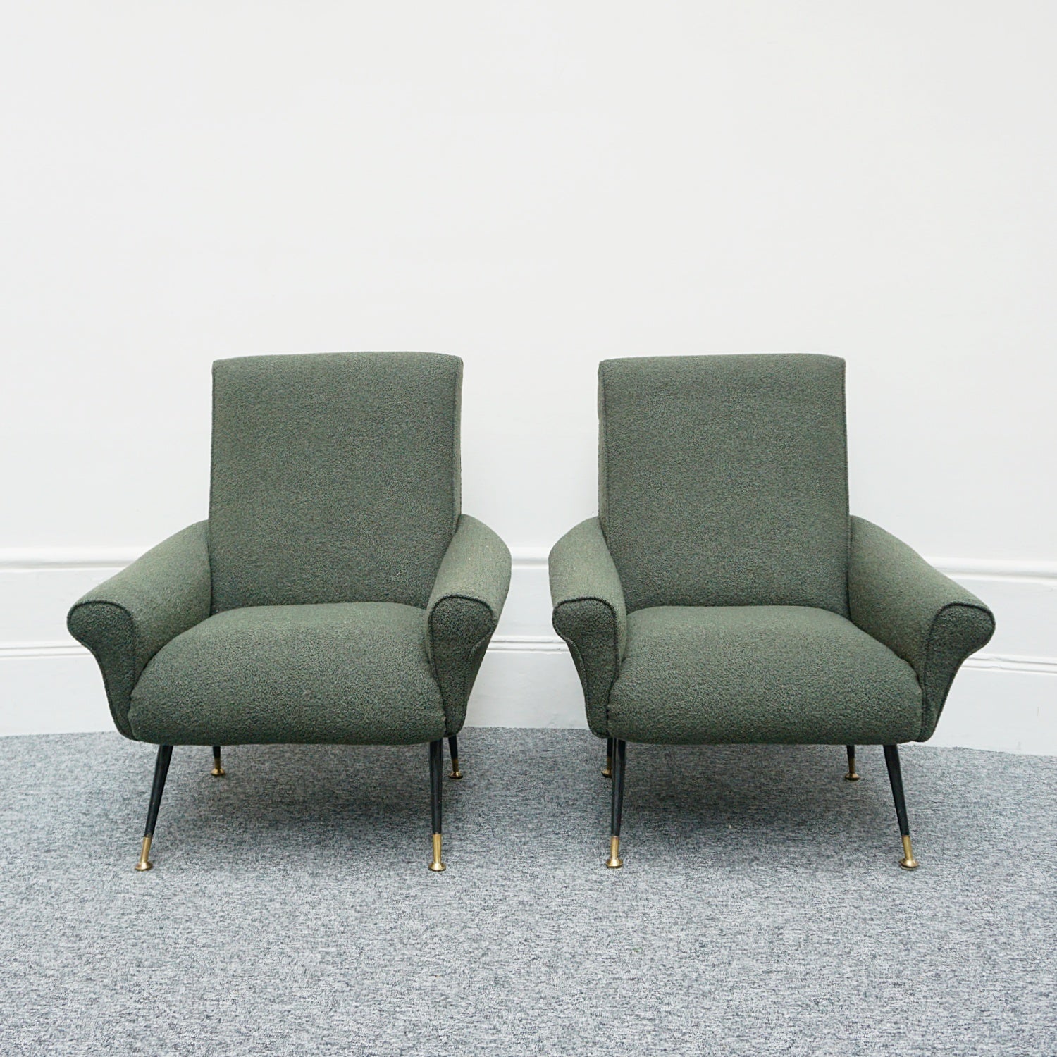 Pair of Lounge Chairs in Green Bouclé - Jeroen Markies Art Deco