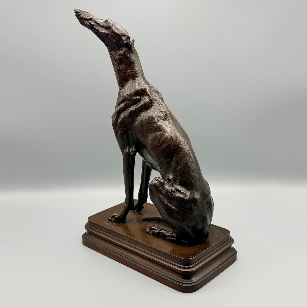 19th Century Bronze Sculpture of a Seated Greyhound by Alfred Dubacand | Markies Antiques Ltd