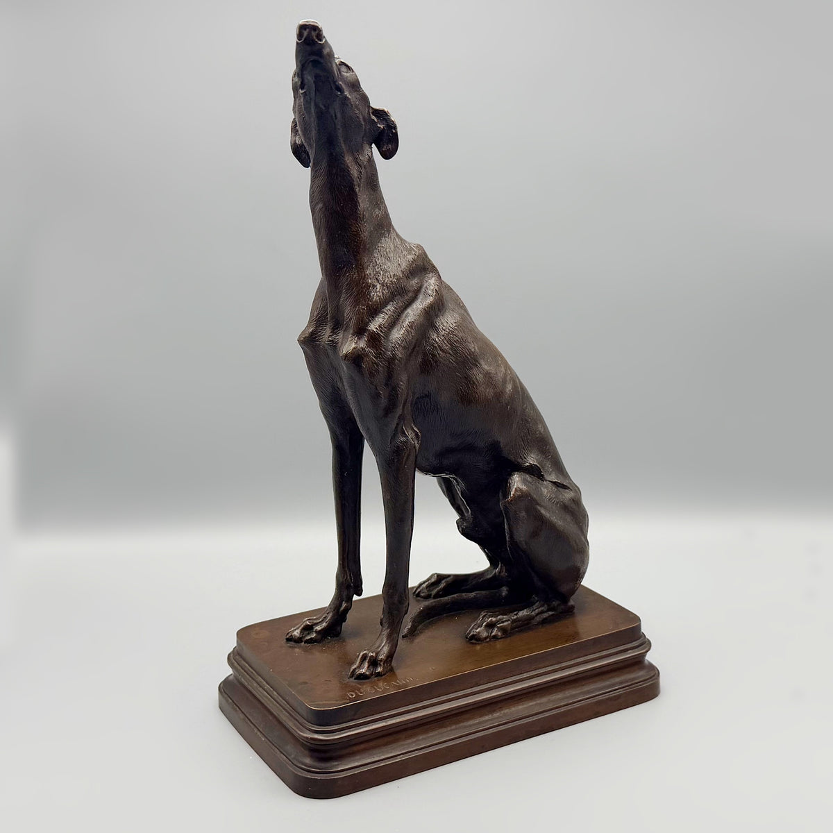 19th Century Bronze Sculpture of a Seated Greyhound by Alfred Dubacand | Markies Antiques Ltd