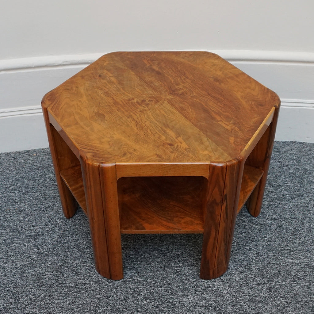 Art Deco Side Table By Heal's of London in Burr Walnut Stamped Heal's - Jeroen Markies Art Deco