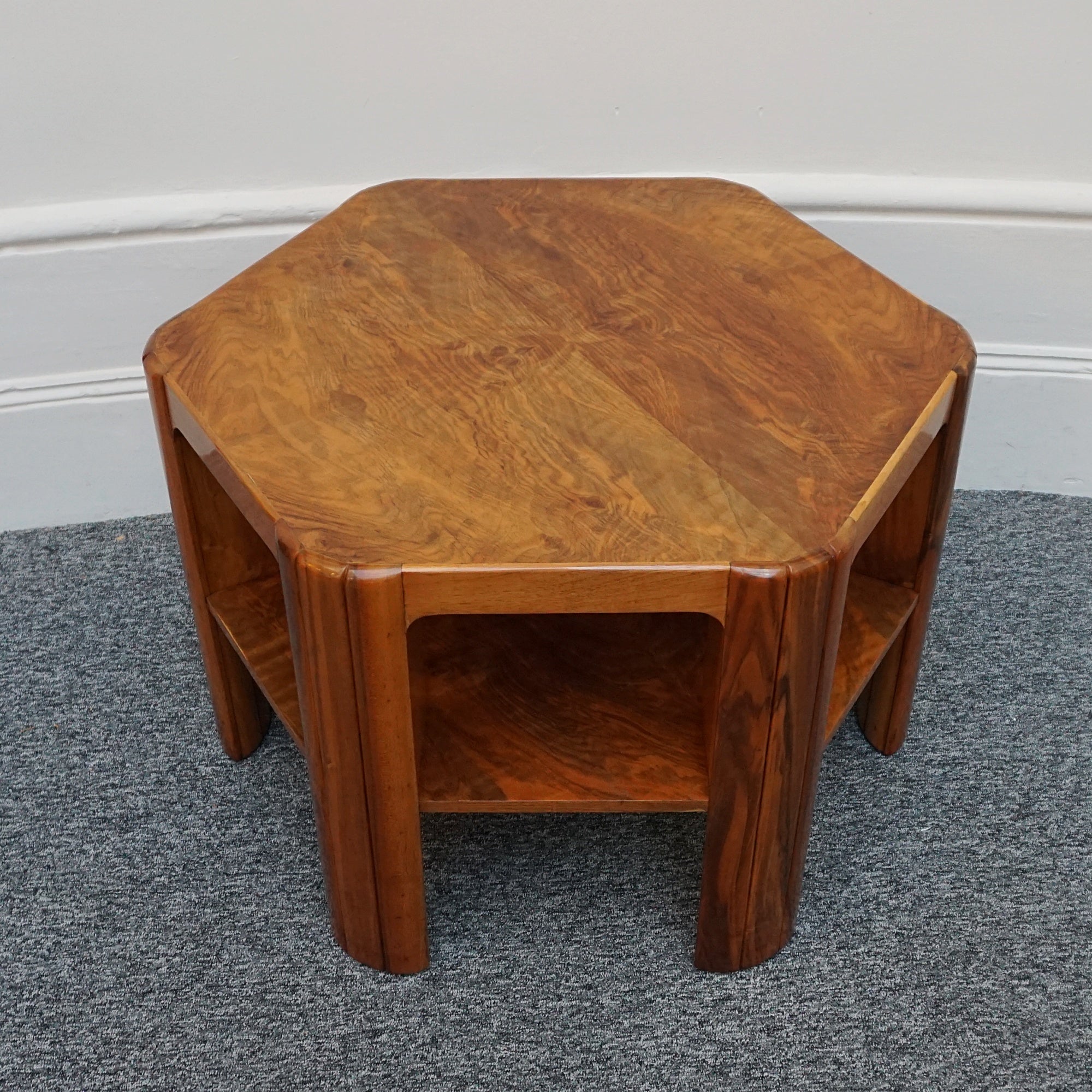 Art Deco Side Table By Heal's of London in Burr Walnut Stamped Heal's - Jeroen Markies Art Deco