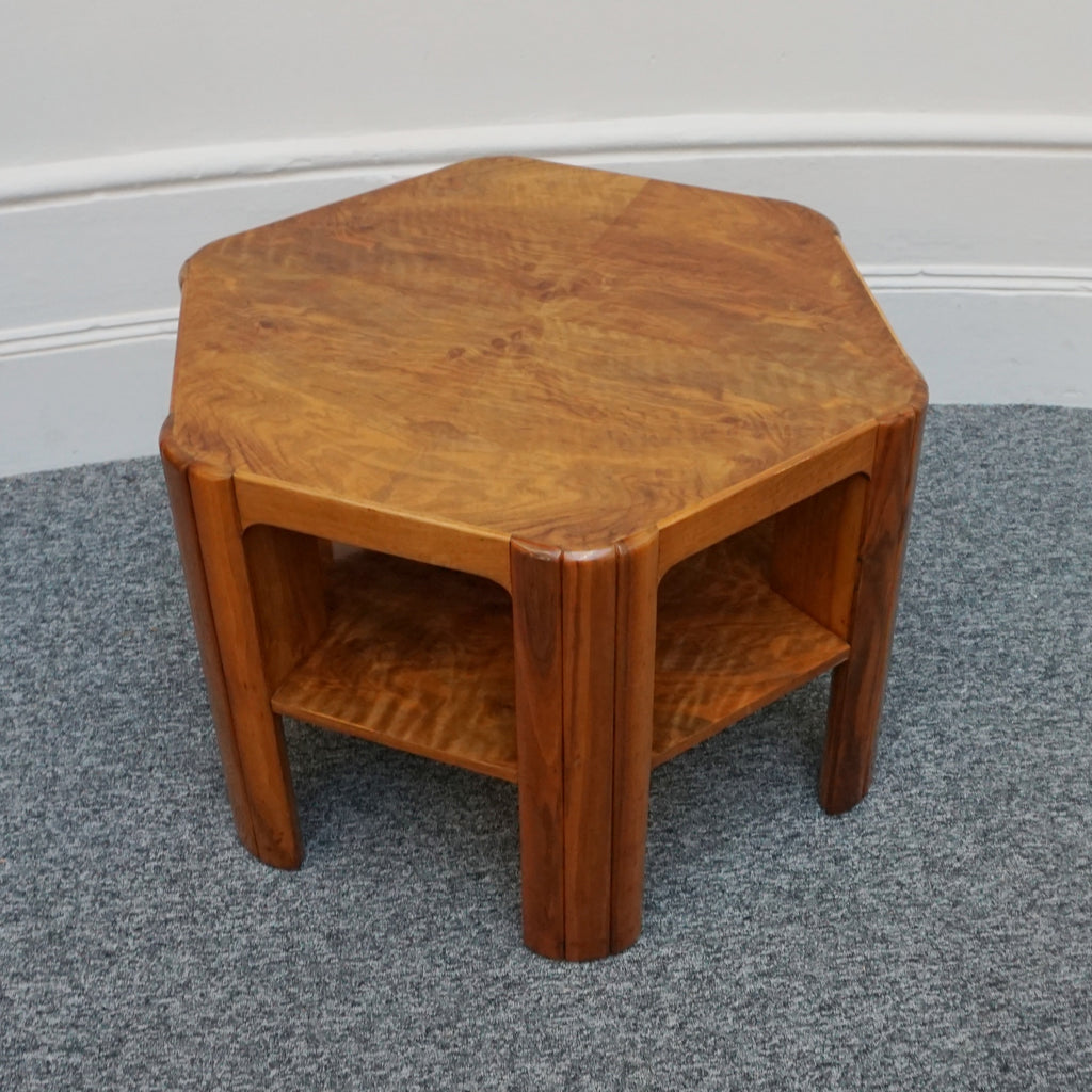 Art Deco Side Table By Heal's of London in Burr Walnut Stamped Heal's - Jeroen Markies Art Deco