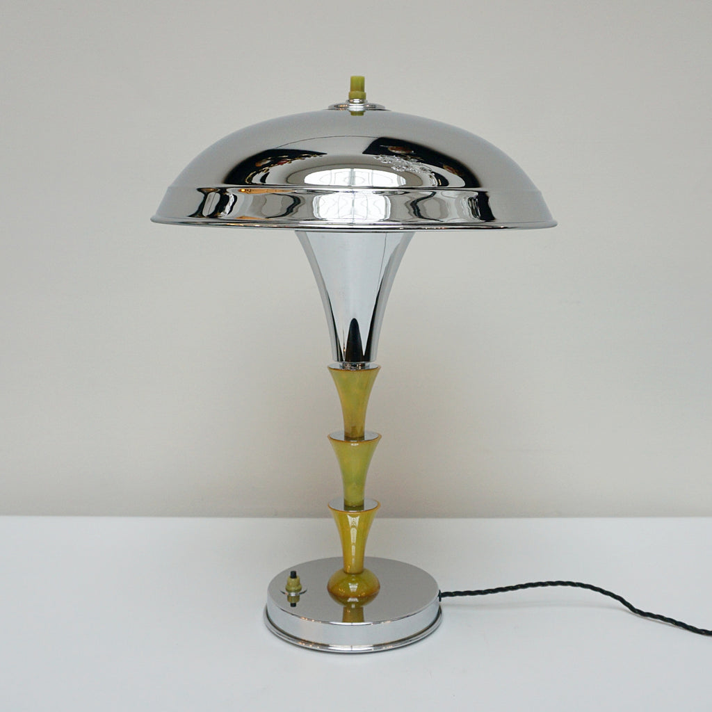 Art Deco Lamp - Jeroen Markies Art DecoArt Deco Lamp, mottled yellow and green bakelite fluted stem - Jeroen Markies Art Deco