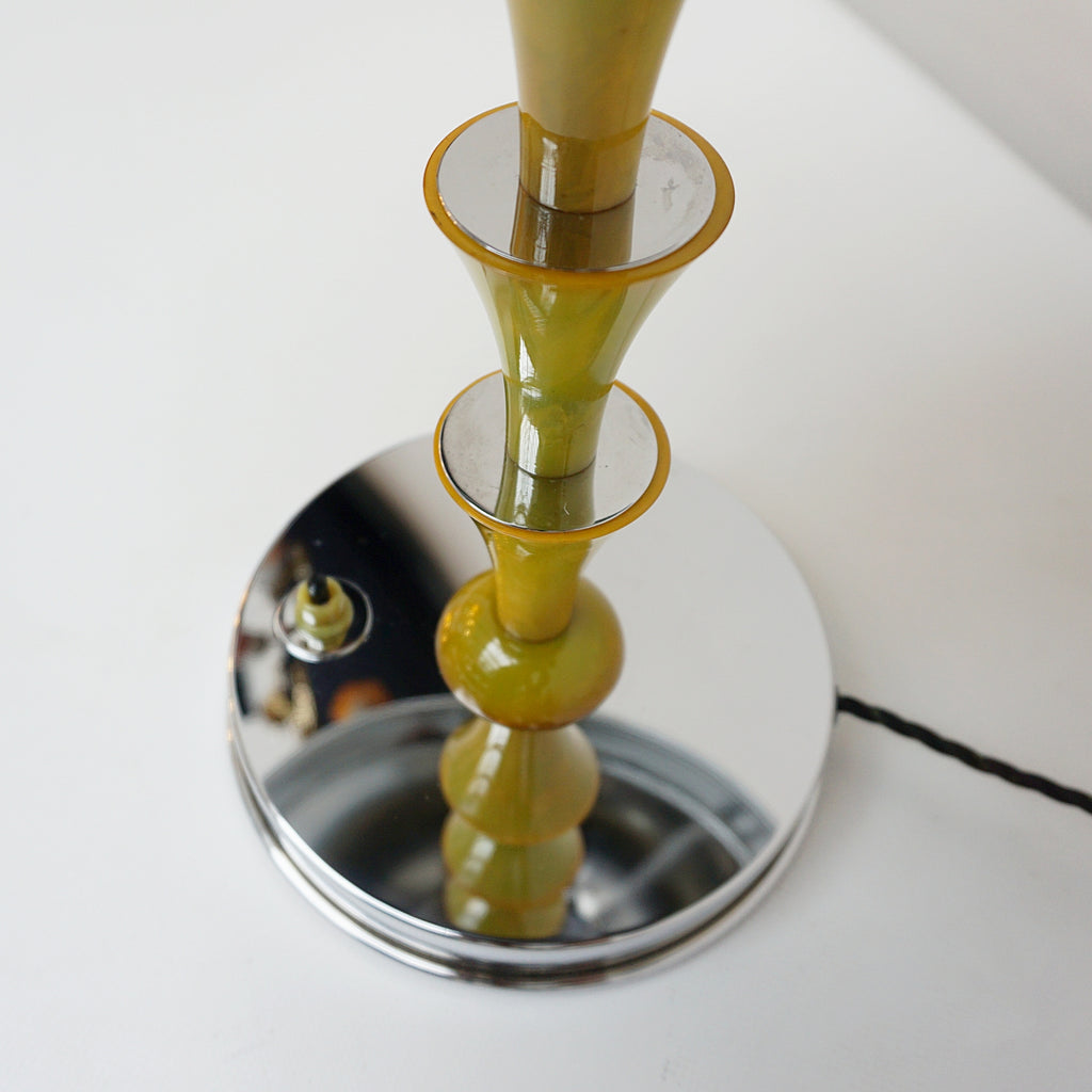 Art Deco Lamp - Jeroen Markies Art DecoArt Deco Lamp, mottled yellow and green bakelite fluted stem - Jeroen Markies Art Deco