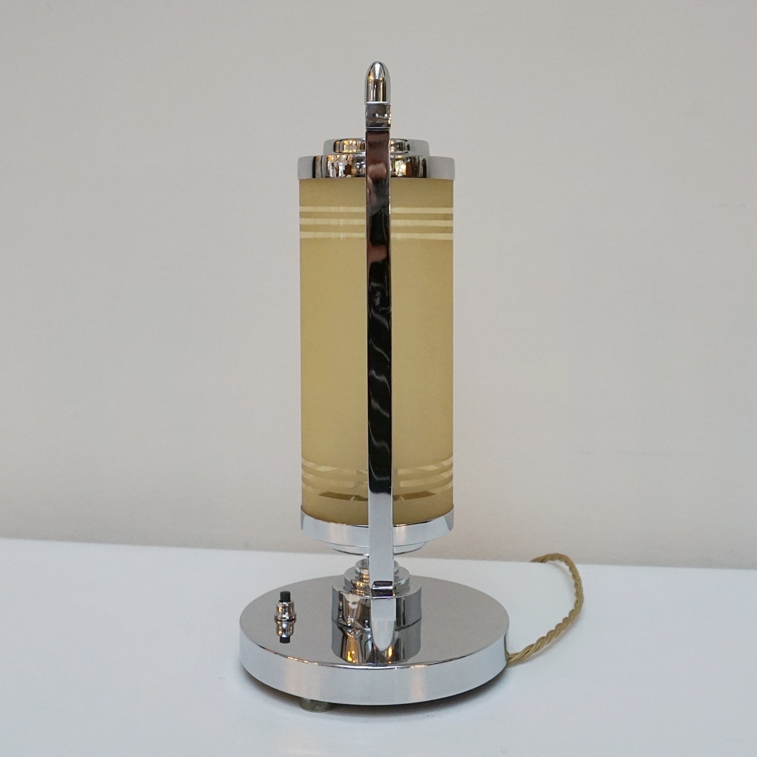 All of our lighting is fully refurbished, re-wired, and re-chromed with some replacement parts. 