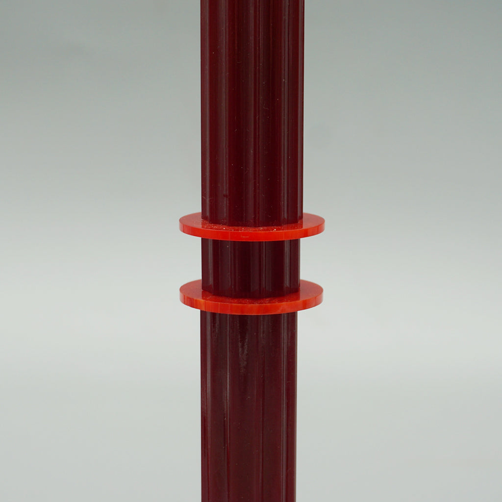 Art Deco Lighting - Reeded maroon table lamps - Glass globe shade - Jeroen Markies Art Deco