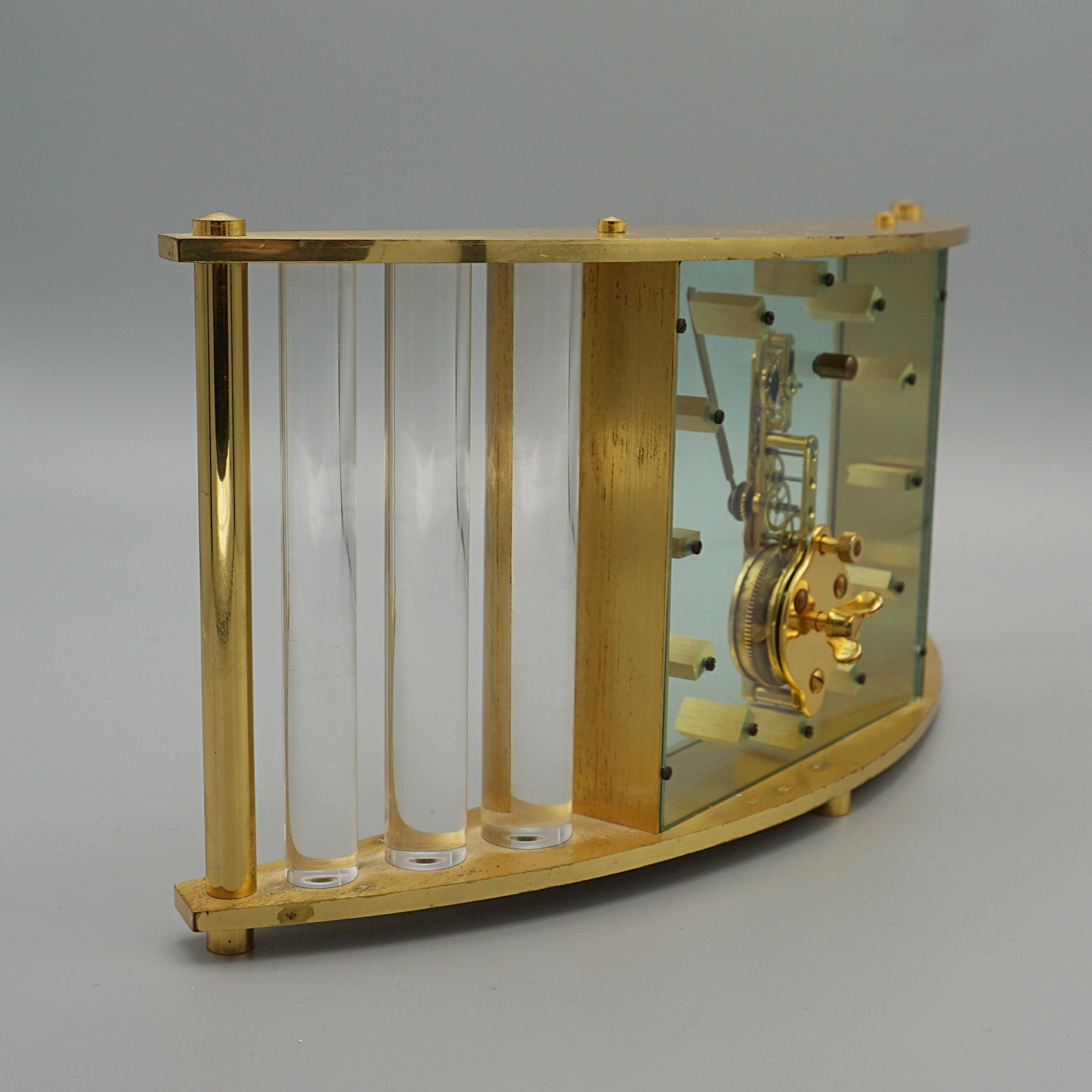 A Mid-Century Mantel Clock by Jaeger LeCLoultre. Brass and Glass casing. Mid Century Clocks - Jeroen Markies Art Deco