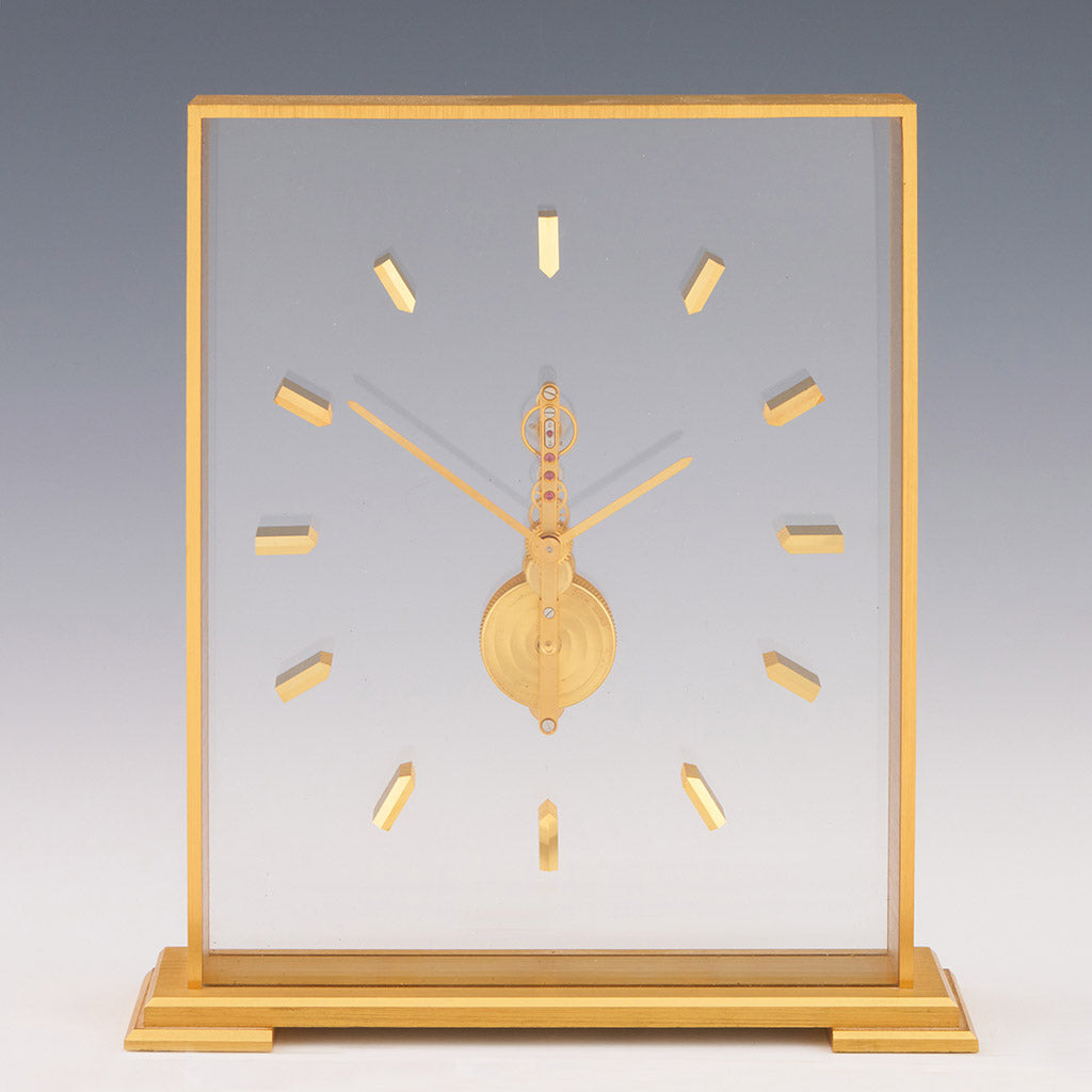 Mid-Century Jaeger LeCoultre Gilt Brass Mantel Clock - Jeroen Markies Art Deco