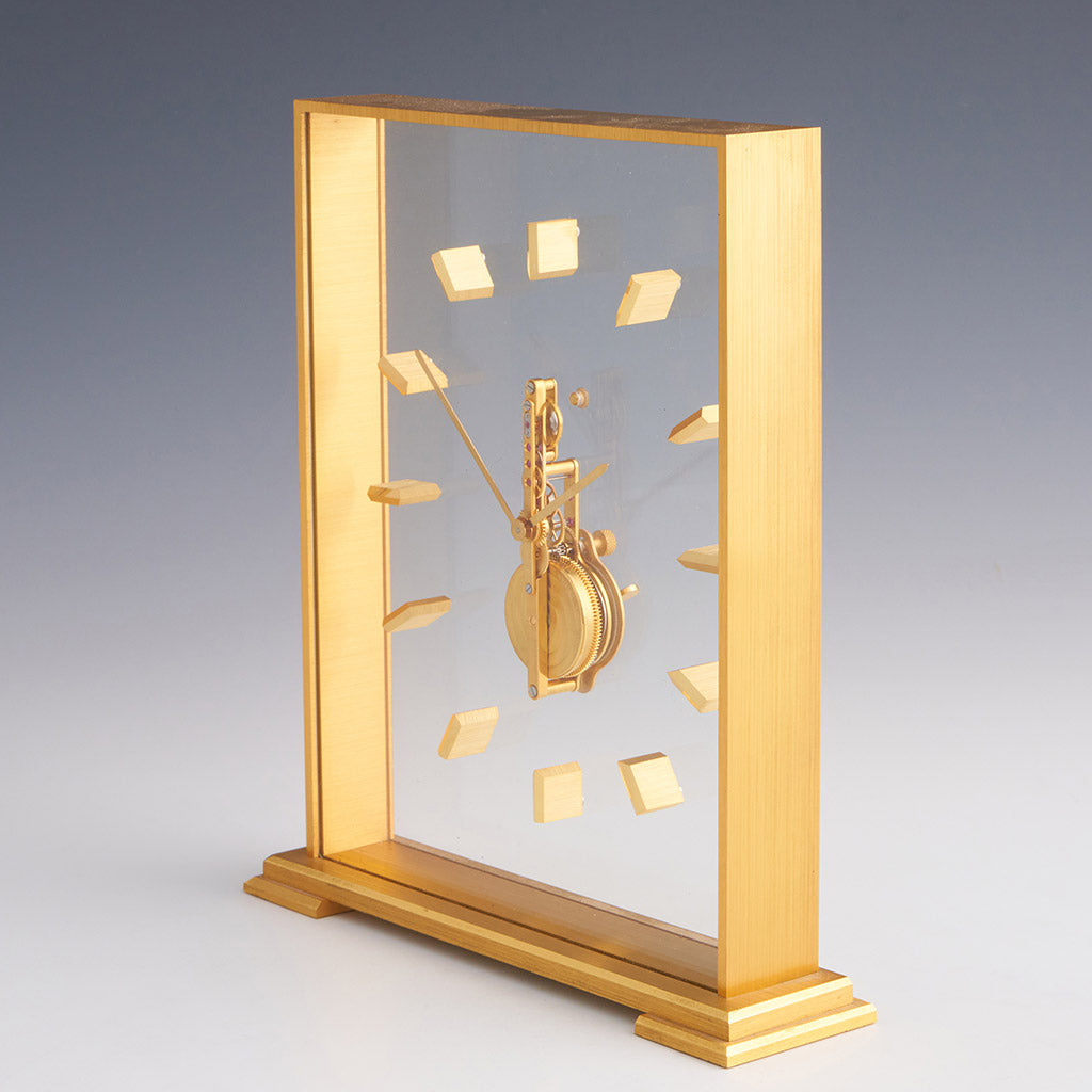 Mid-Century Jaeger LeCoultre Gilt Brass Mantel Clock - Jeroen Markies Art Deco