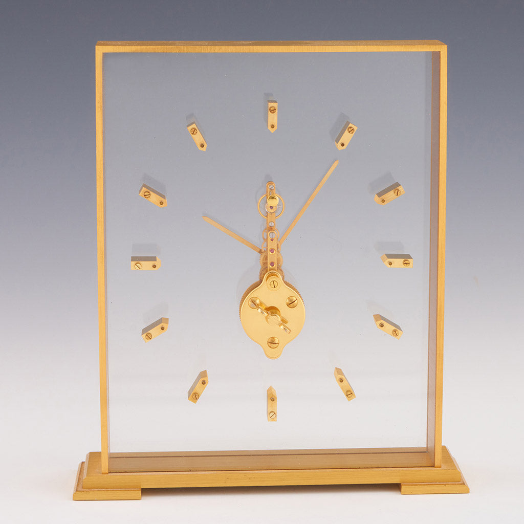 Mid-Century Jaeger LeCoultre Gilt Brass Mantel Clock - Jeroen Markies Art Deco