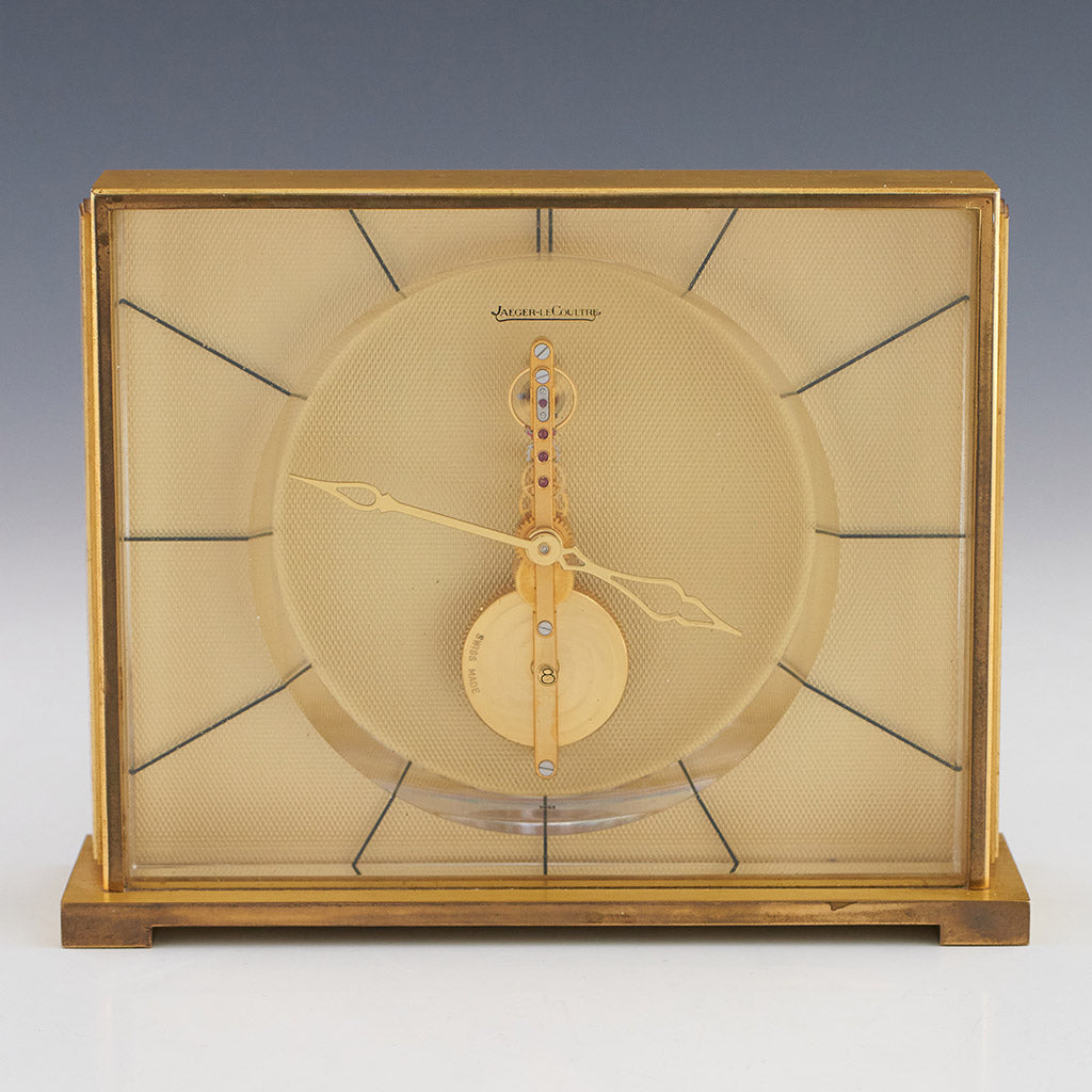 Vintage Jaeger LeCoultre 1950's Mantel Clock Gilt Brass - Jeroen Markies Art Deco