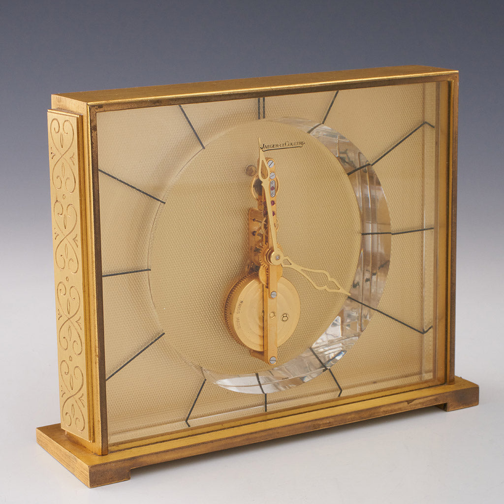 Vintage Jaeger LeCoultre 1950's Mantel Clock Gilt Brass - Jeroen Markies Art Deco
