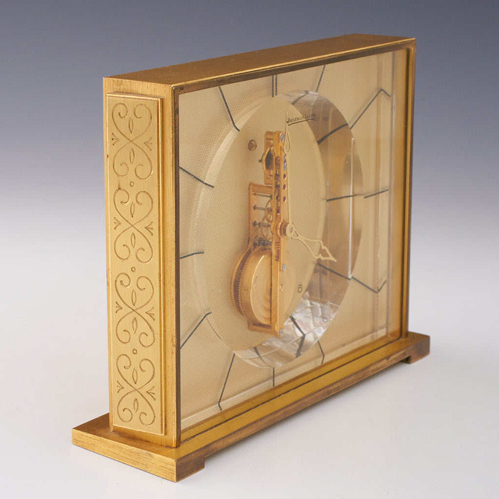 Vintage Jaeger LeCoultre 1950's Mantel Clock Gilt Brass - Jeroen Markies Art Deco