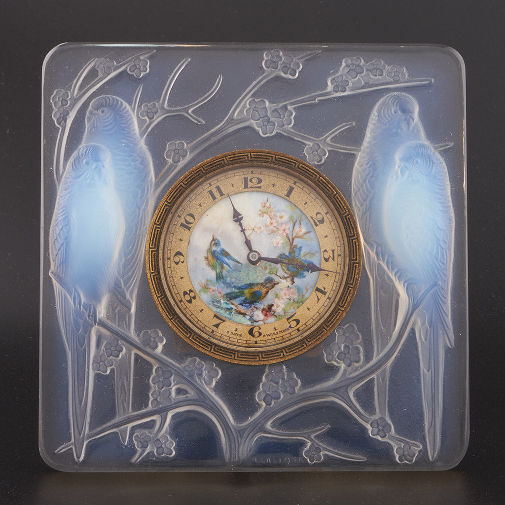 Rene Lalique Art Deco Oplalescent Glass Clock 'Inseperables' - Jeroen Markies Art Deco