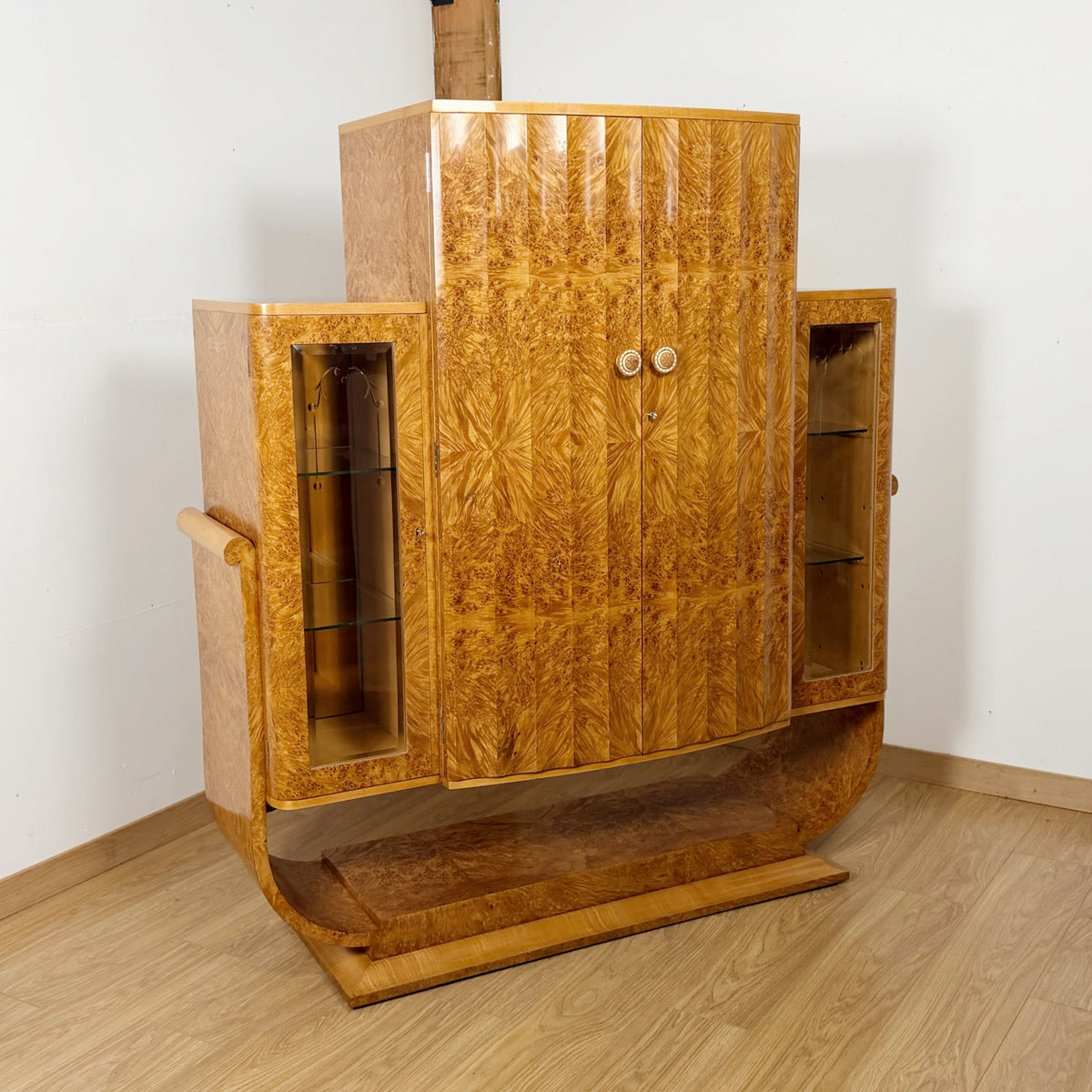 Art Deco Burr Walnut Cocktail Cabinet by Harry & Lou Epstein - Markies Antiques Ltd