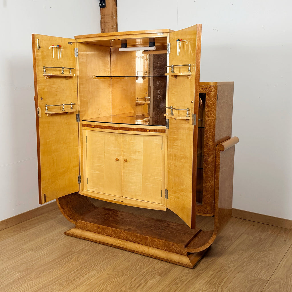 Art Deco Burr Walnut Cocktail Cabinet by Harry & Lou Epstein - Markies Antiques Ltd