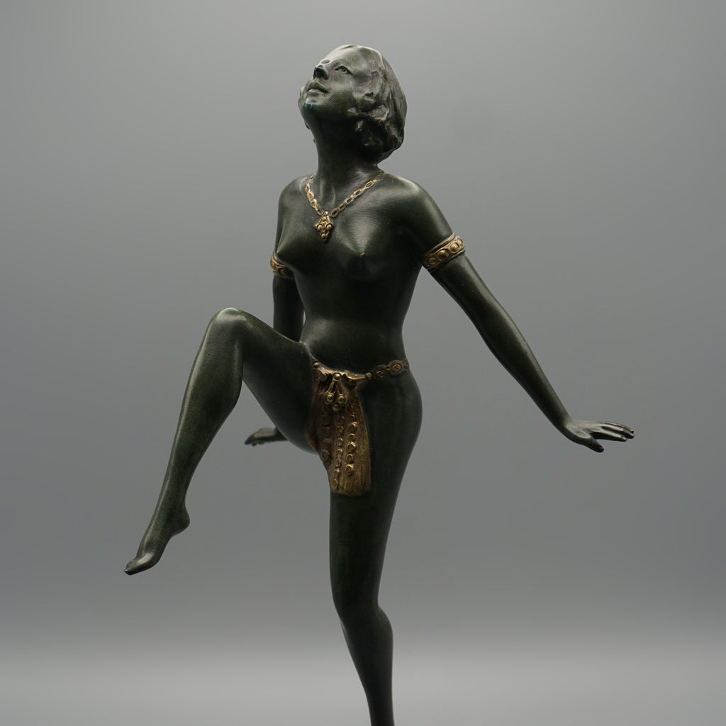Art Deco Cold Painted  Bronze Sculpture of a Dancing  Lady - Jeroen Markies Art Deco