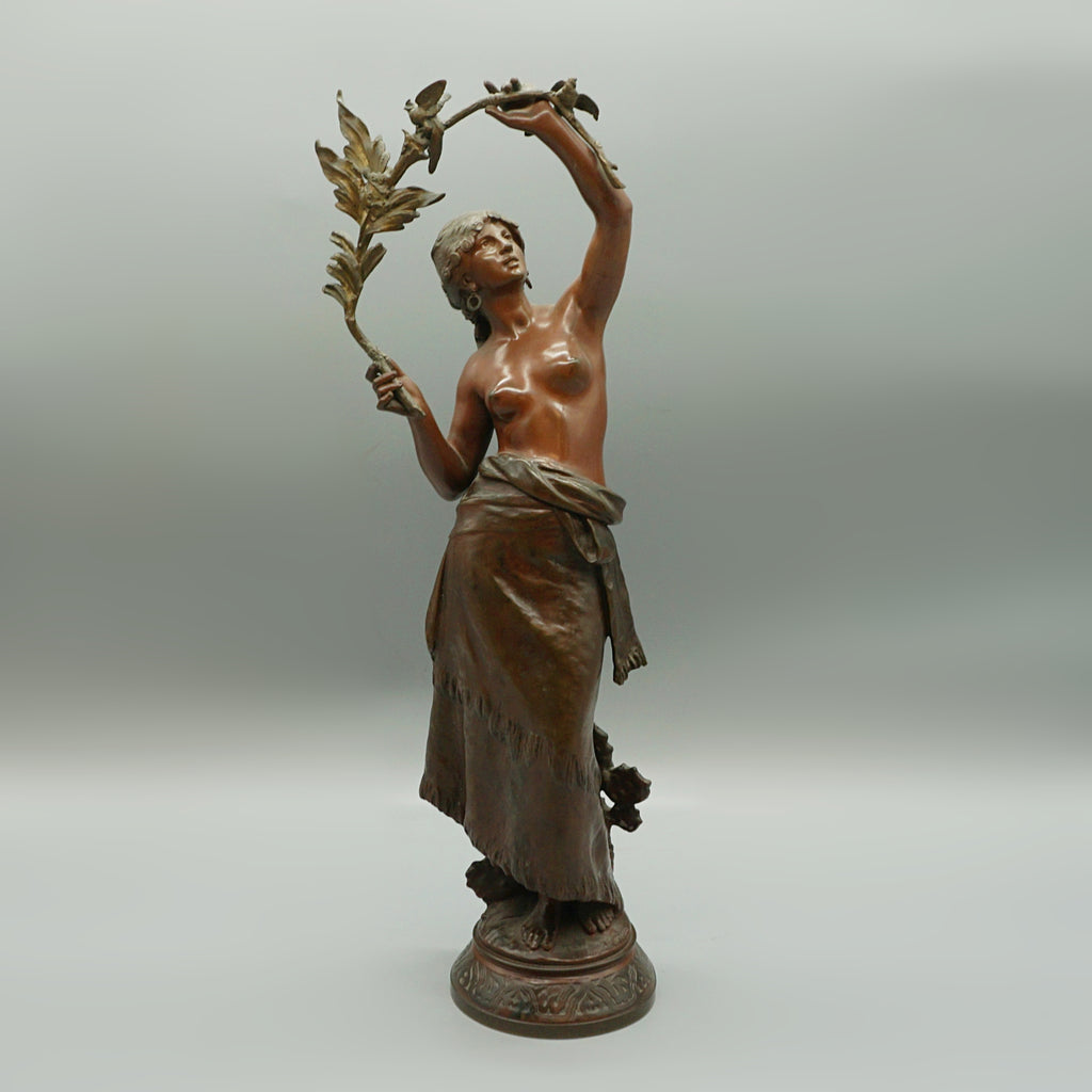 Late 19th Century Bronze Sculpture by Auguste Moreau of a Scantily Clad Lady - Markies Antiques Ltd