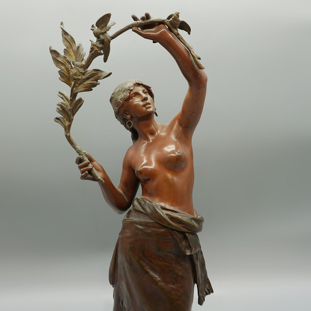 Late 19th Century Bronze Sculpture by Auguste Moreau of a Scantily Clad Lady - Markies Antiques Ltd