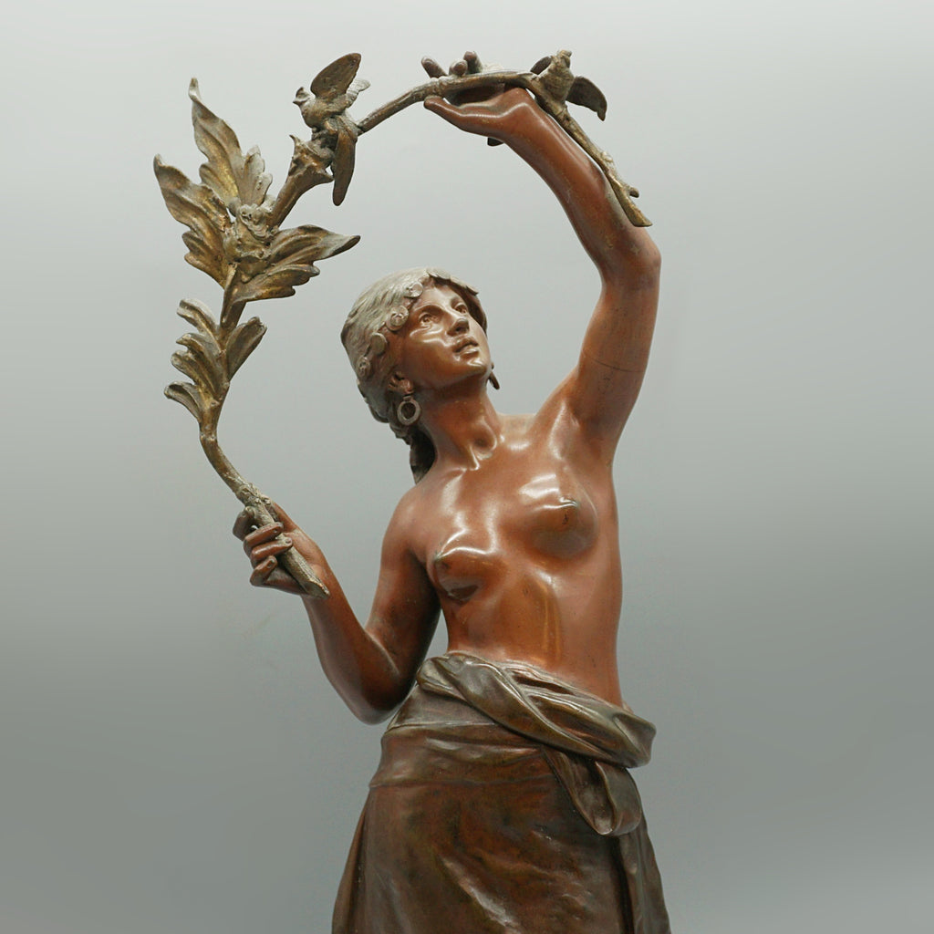 Late 19th Century Bronze Sculpture by Auguste Moreau of a Scantily Clad Lady - Markies Antiques Ltd