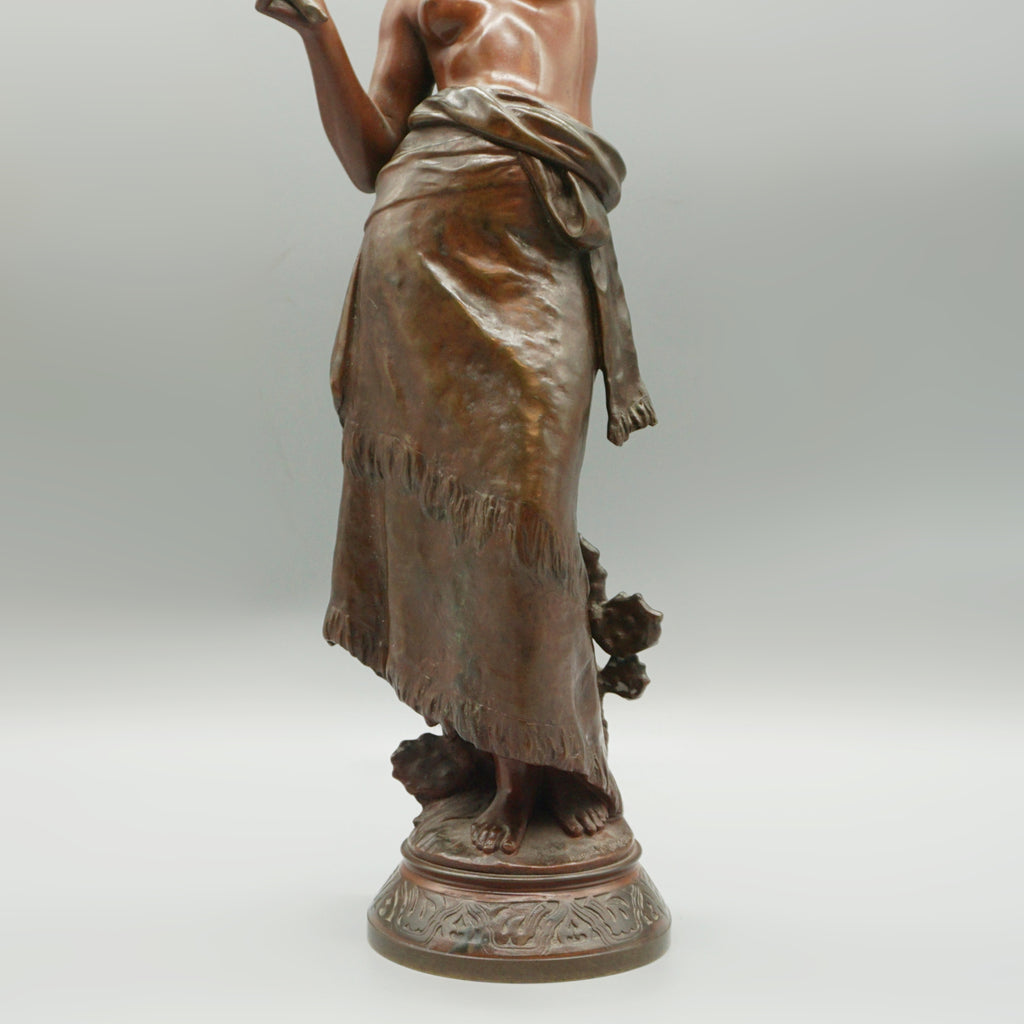 Late 19th Century Bronze Sculpture by Auguste Moreau of a Scantily Clad Lady - Markies Antiques Ltd