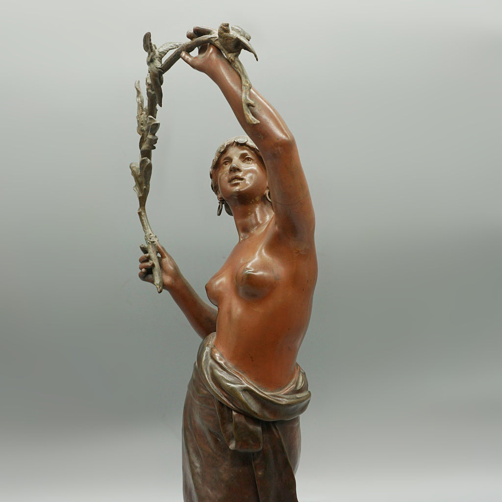 Late 19th Century Bronze Sculpture by Auguste Moreau of a Scantily Clad Lady - Markies Antiques Ltd