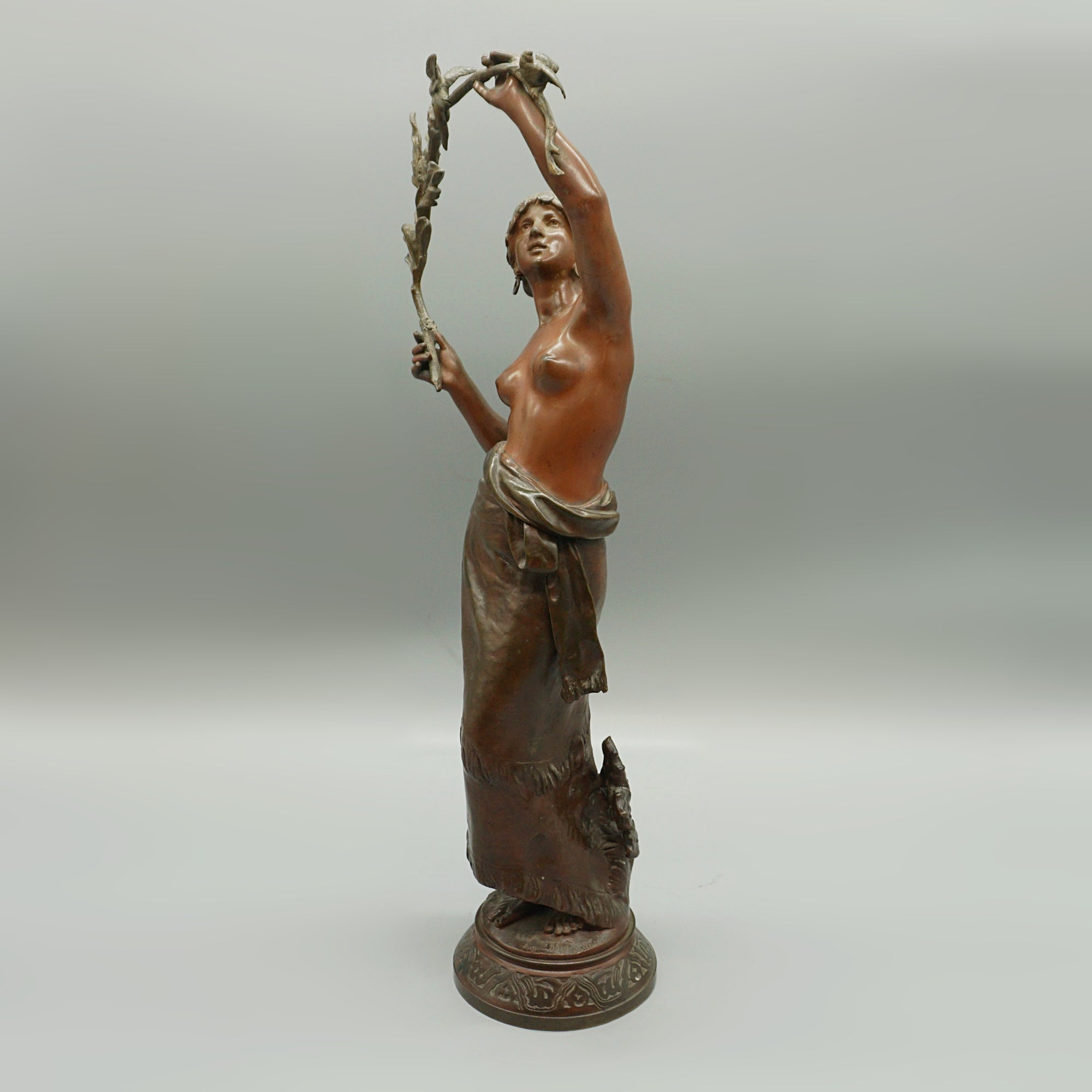 Late 19th Century Bronze Sculpture by Auguste Moreau of a Scantily Clad Lady - Markies Antiques Ltd